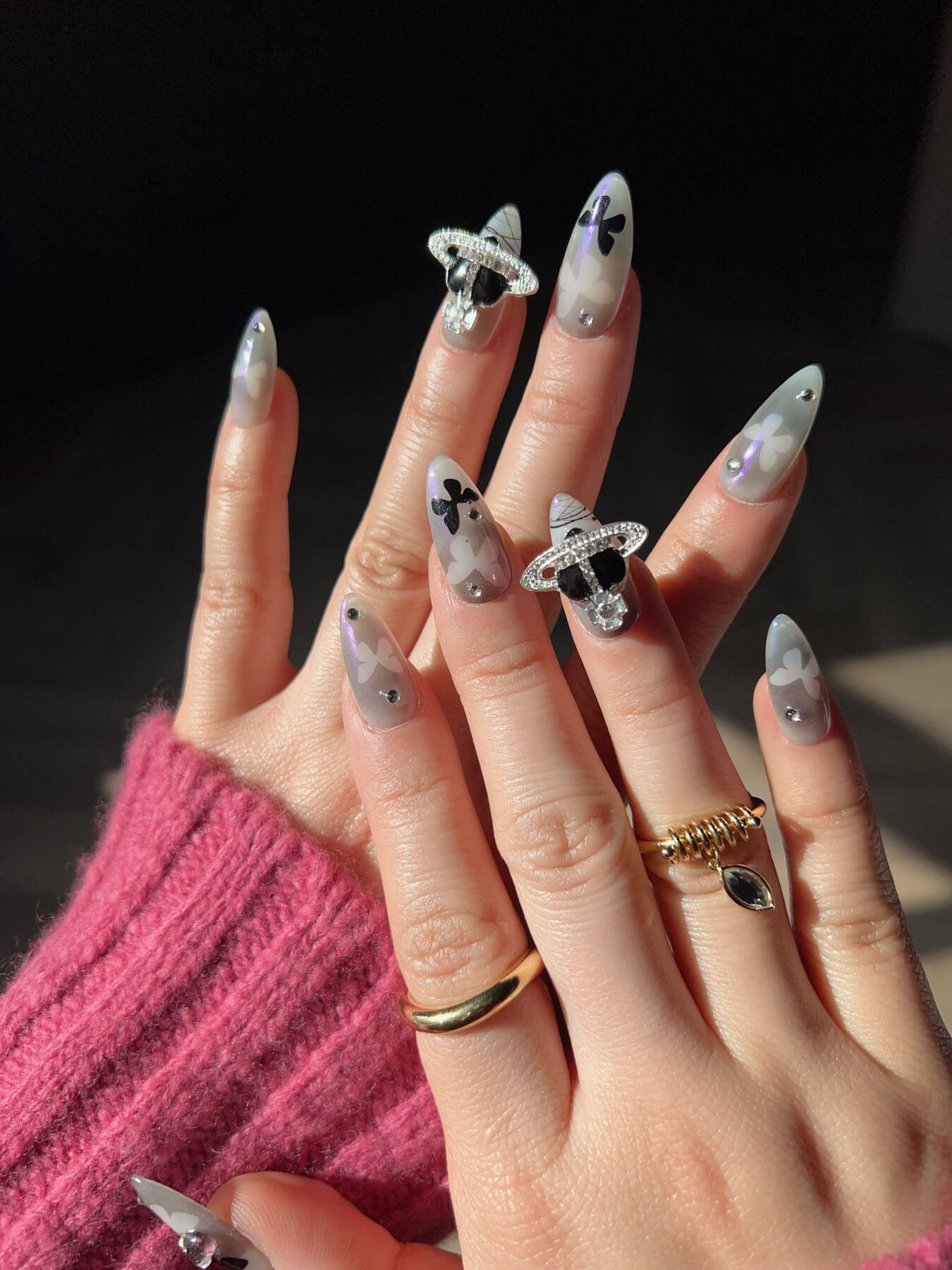 Butterfly 3d Grey Nails