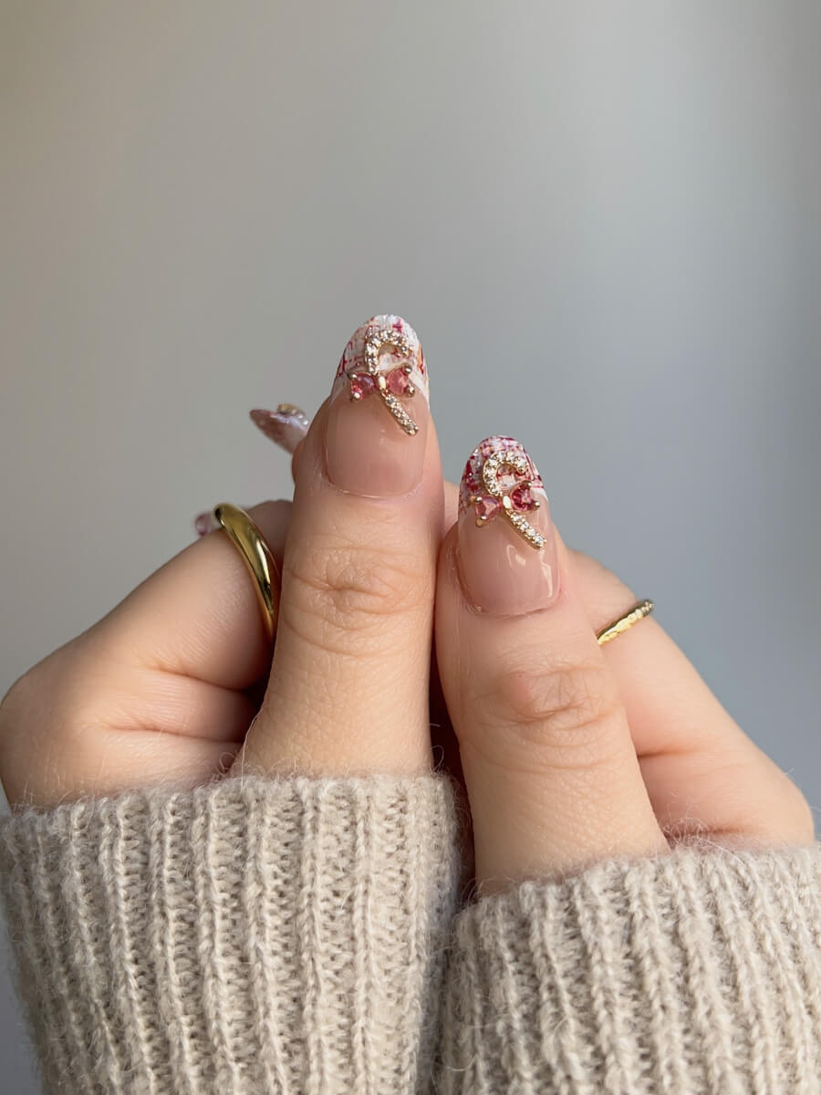 Pink Nails Candy Cane