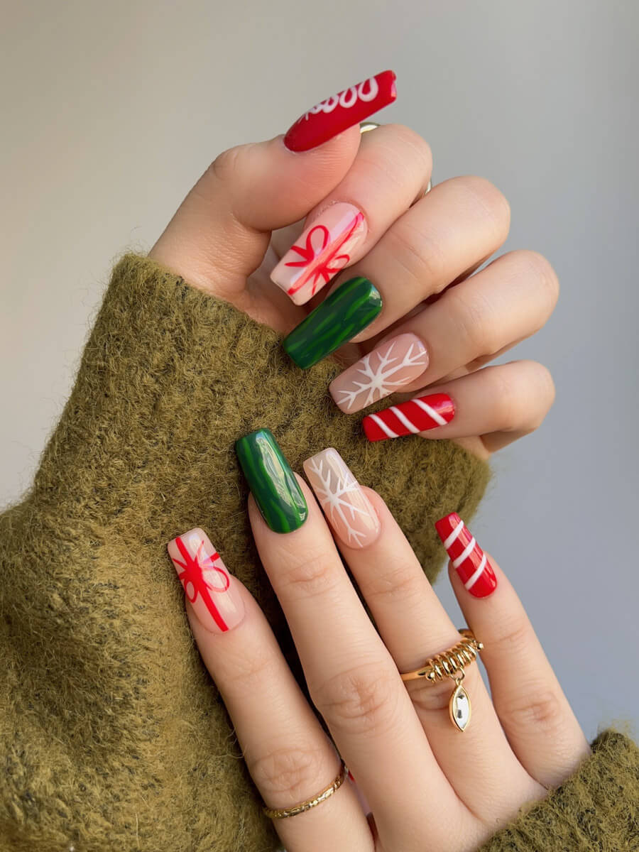 Custom My Xmas Vibes Med Square nails