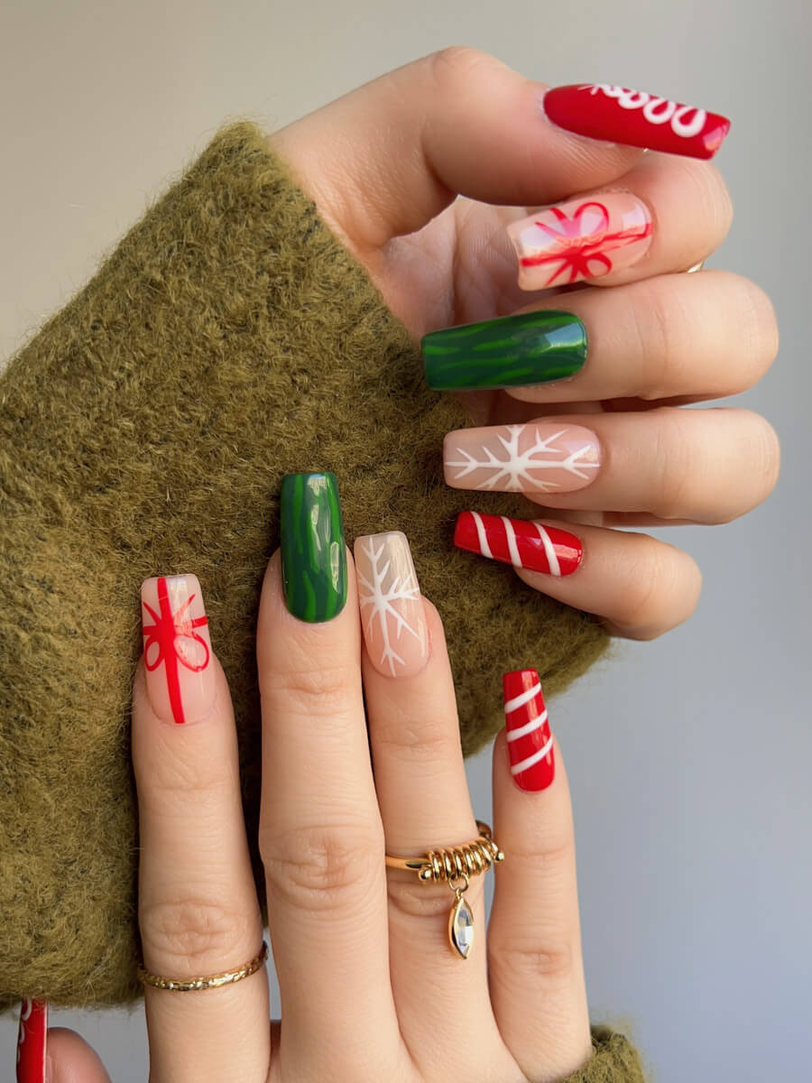 Custom My Xmas Vibes Med Square nails