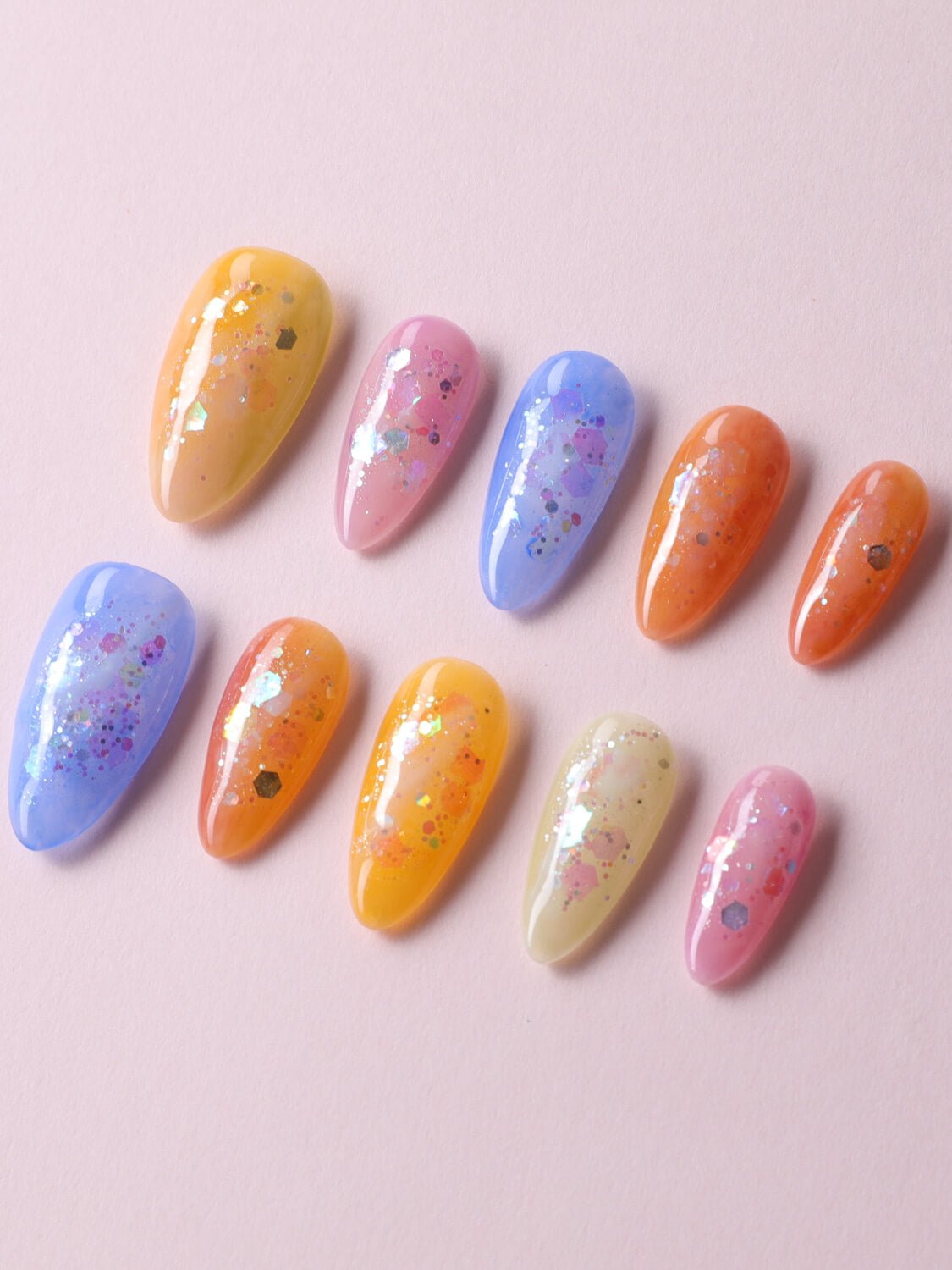 Colored Fantasy Pebbles - Joyeenails - CU034 - XS / Medium Almond