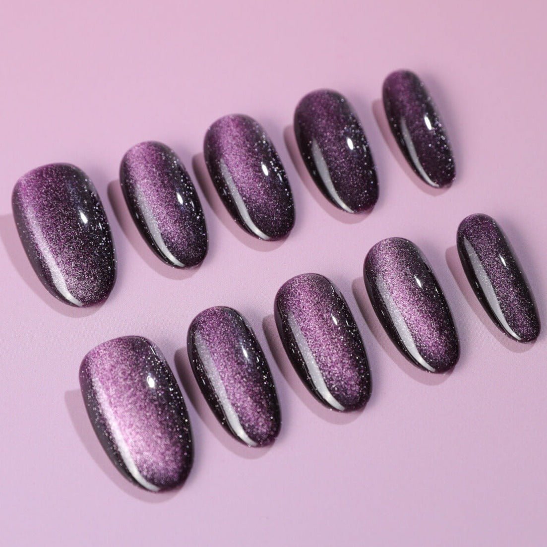 Mauve Nail Color Cat - eye - Joyeenails - CE018 - XS / Medium Oval