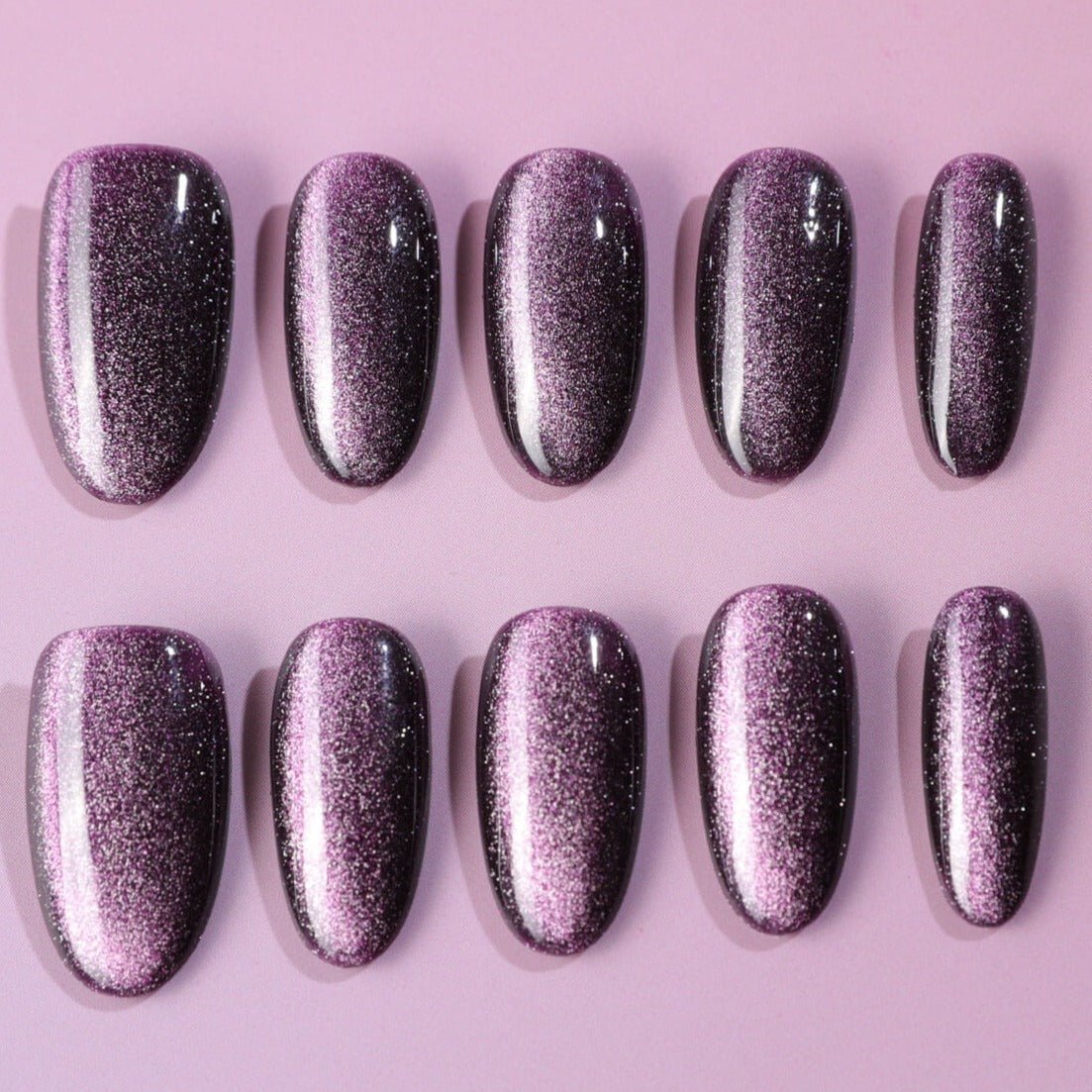 Mauve Nail Color Cat - eye - Joyeenails - CE018 - S / Medium Oval