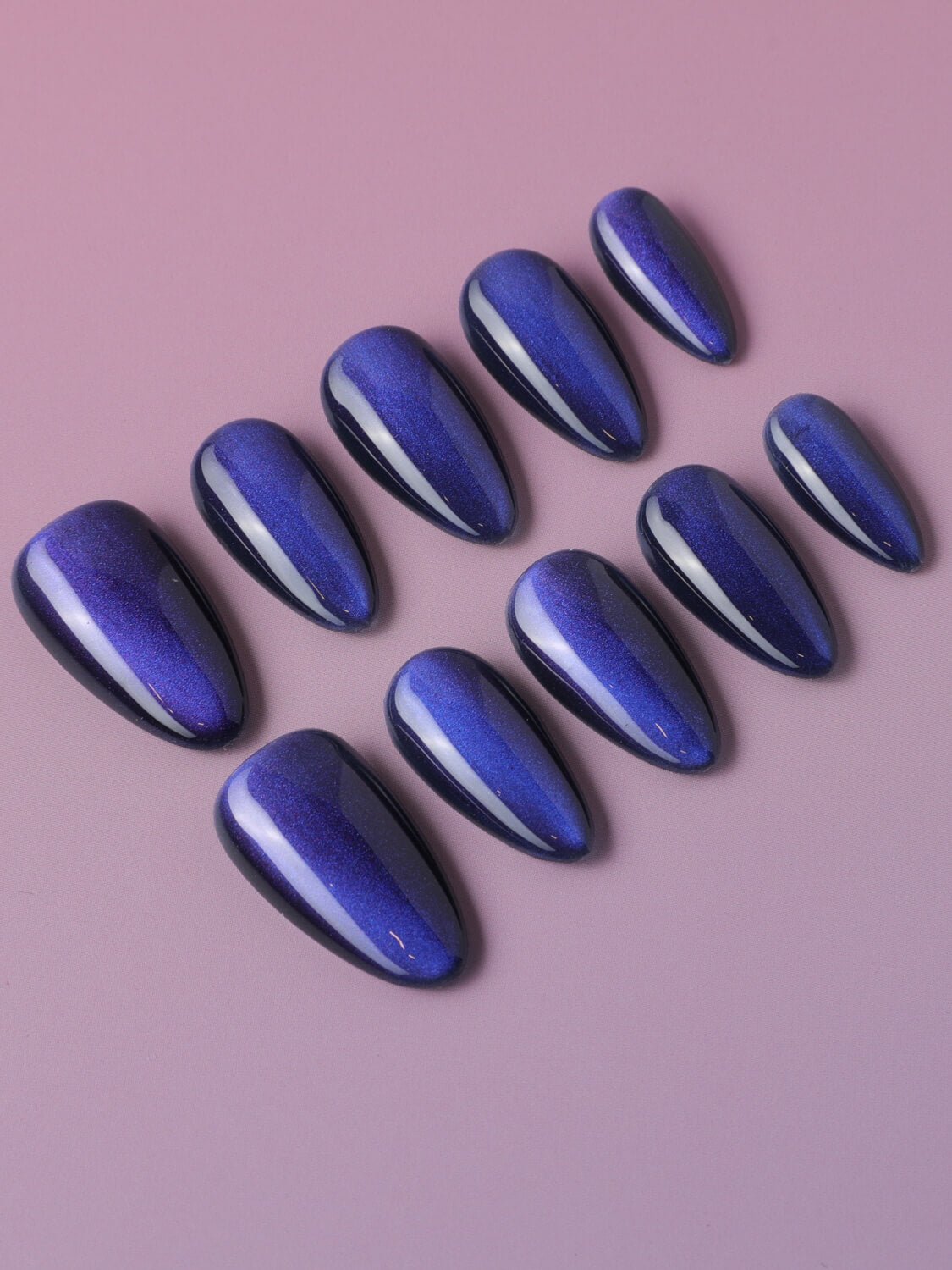 Blue And Purple Cat - eye - Joyeenails - CE023 - XS / Short Almond