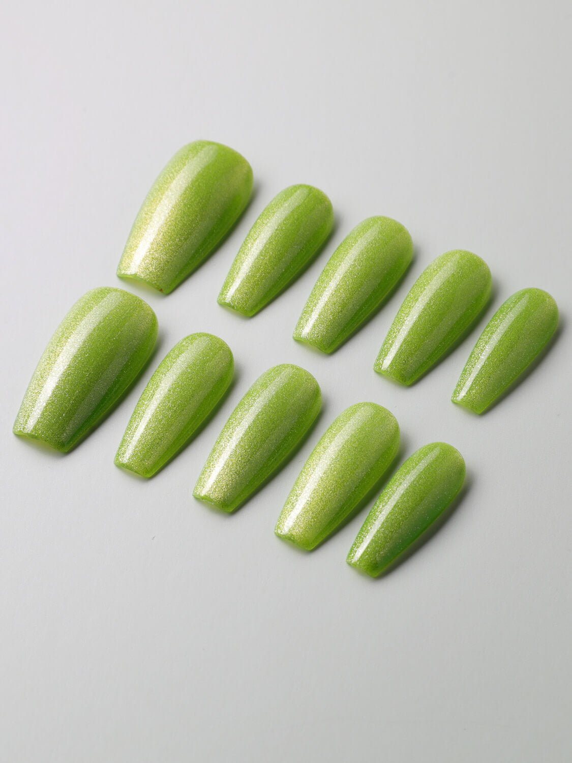 Green Acrylic Cat - eye - Joyeenails - CE019 - S / Medium Coffin