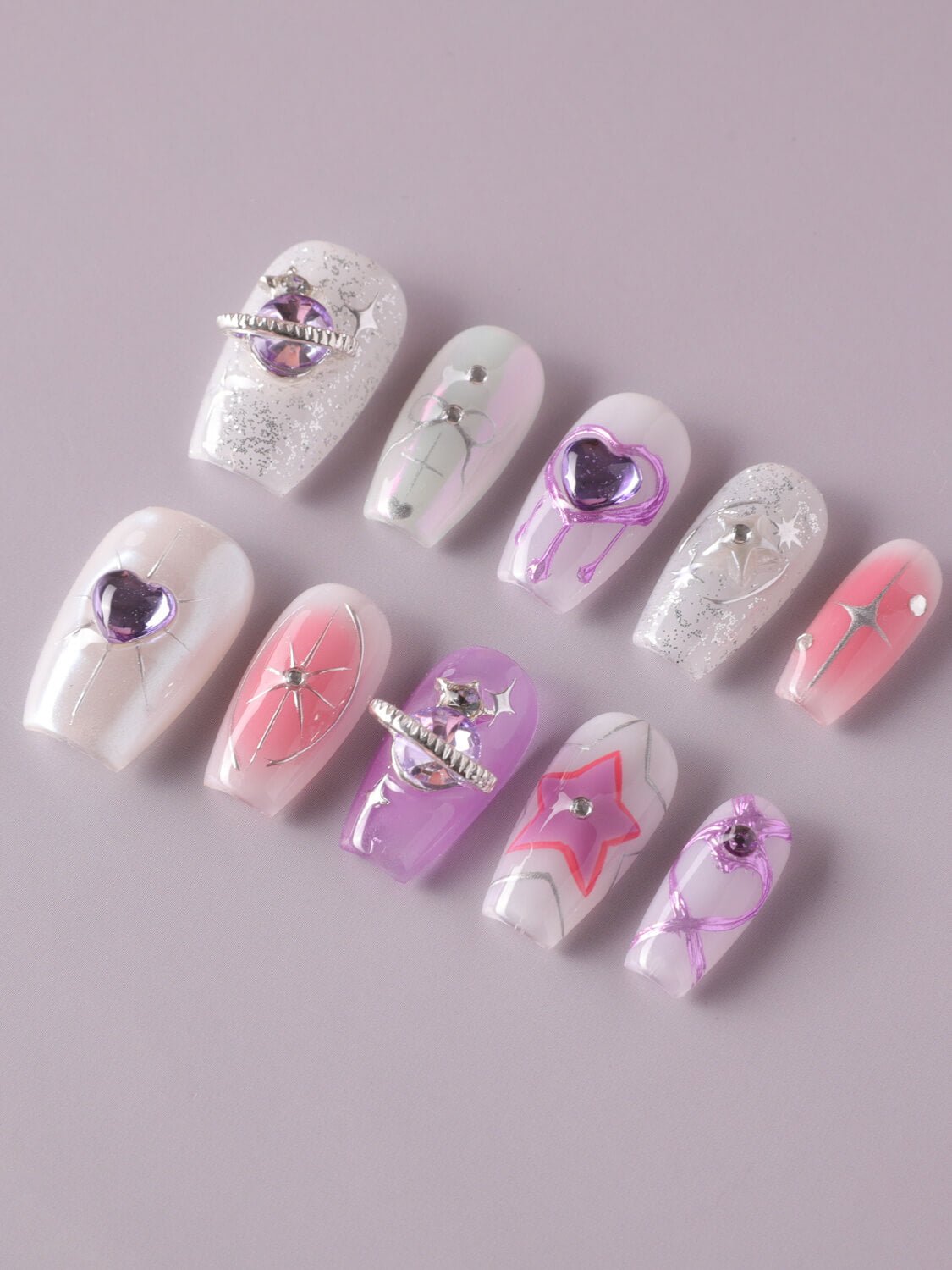 Purple Love - Joyeenails - DO051 - XS / Short Coffin