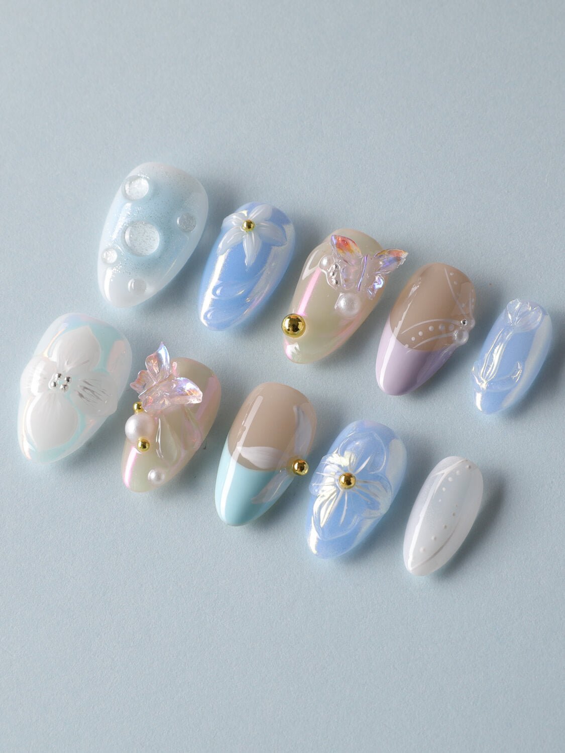 Aqua Petal - Joyeenails - LX032 - S / Extra Short Almond