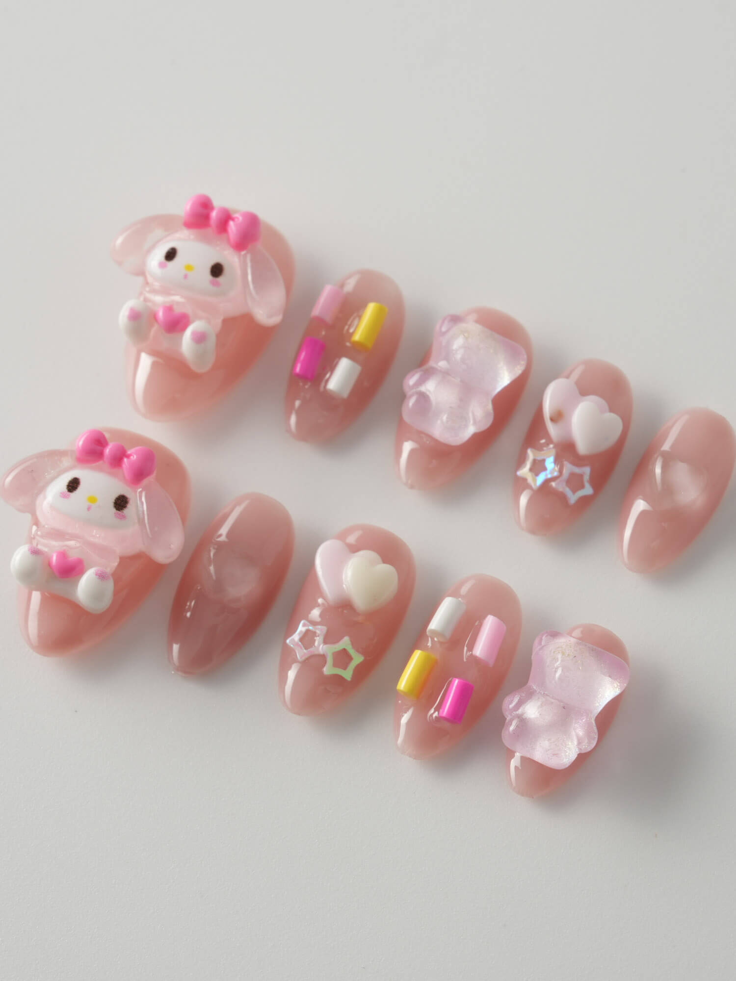 Pink Nails Candy Bear - Joyeenails - AN053 - XS / Extra Short Almond