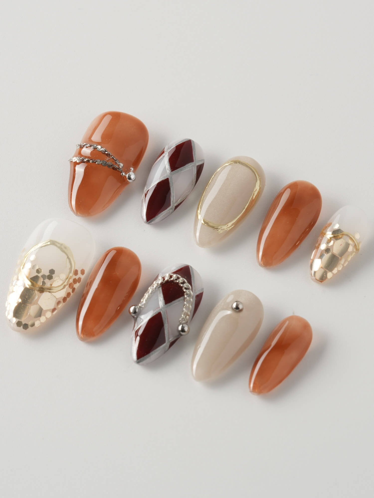 Luxury Vintage Gold Short Almond Press on nails | Ready to ship - Joyeenails - LX024 - Ready - S / Short Almond