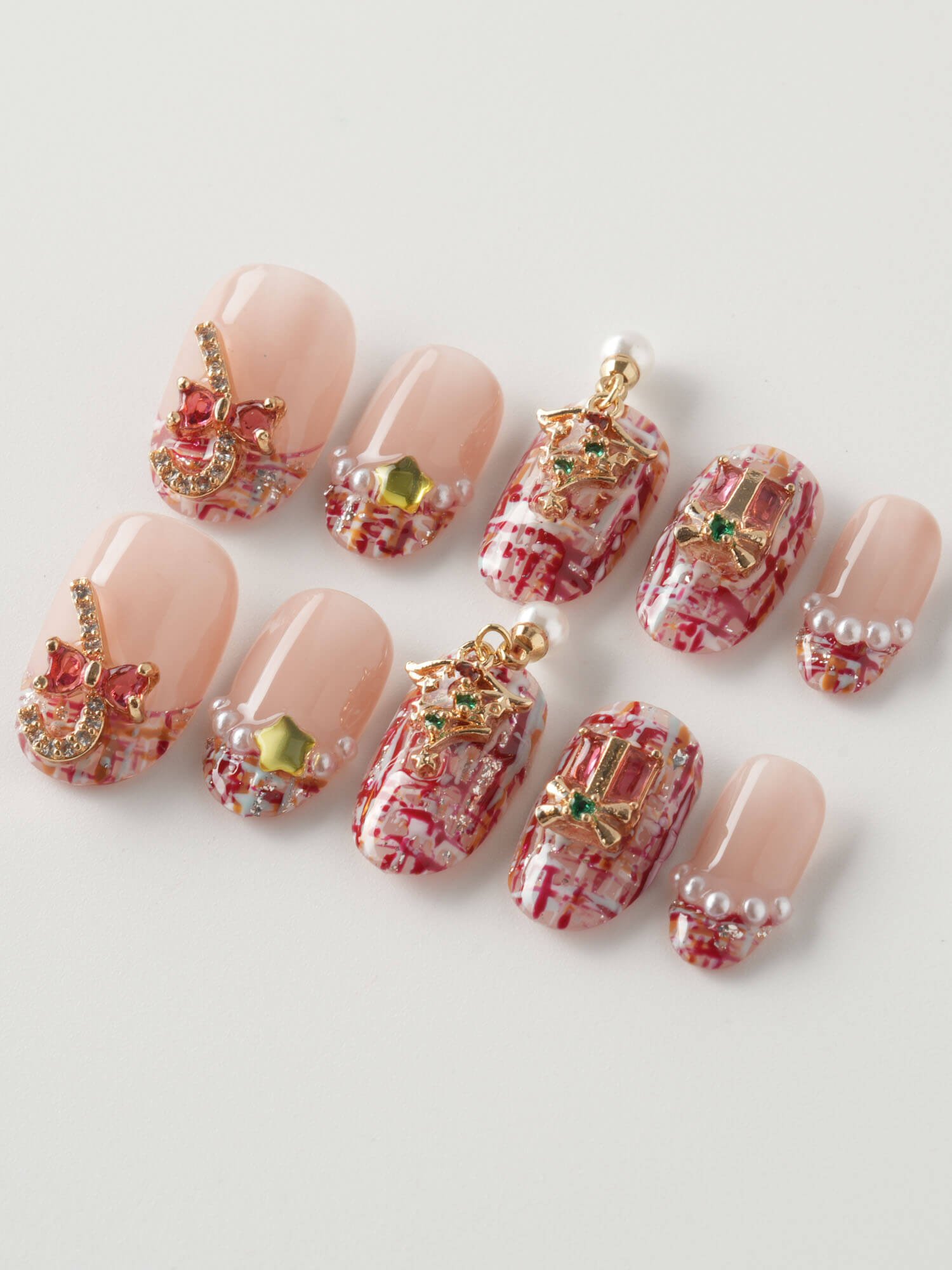 Pink Nails Candy Cane - Joyeenails - XM005 - XS / Short Oval