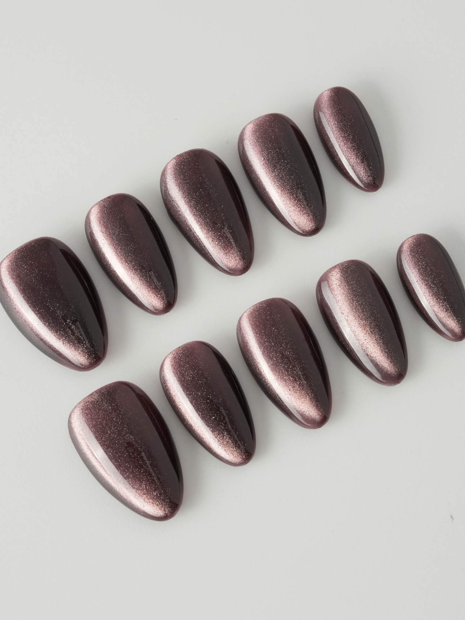 Chocolate Brown Cat - eye - Joyeenails - CE043 - XS / Extra Short Almond