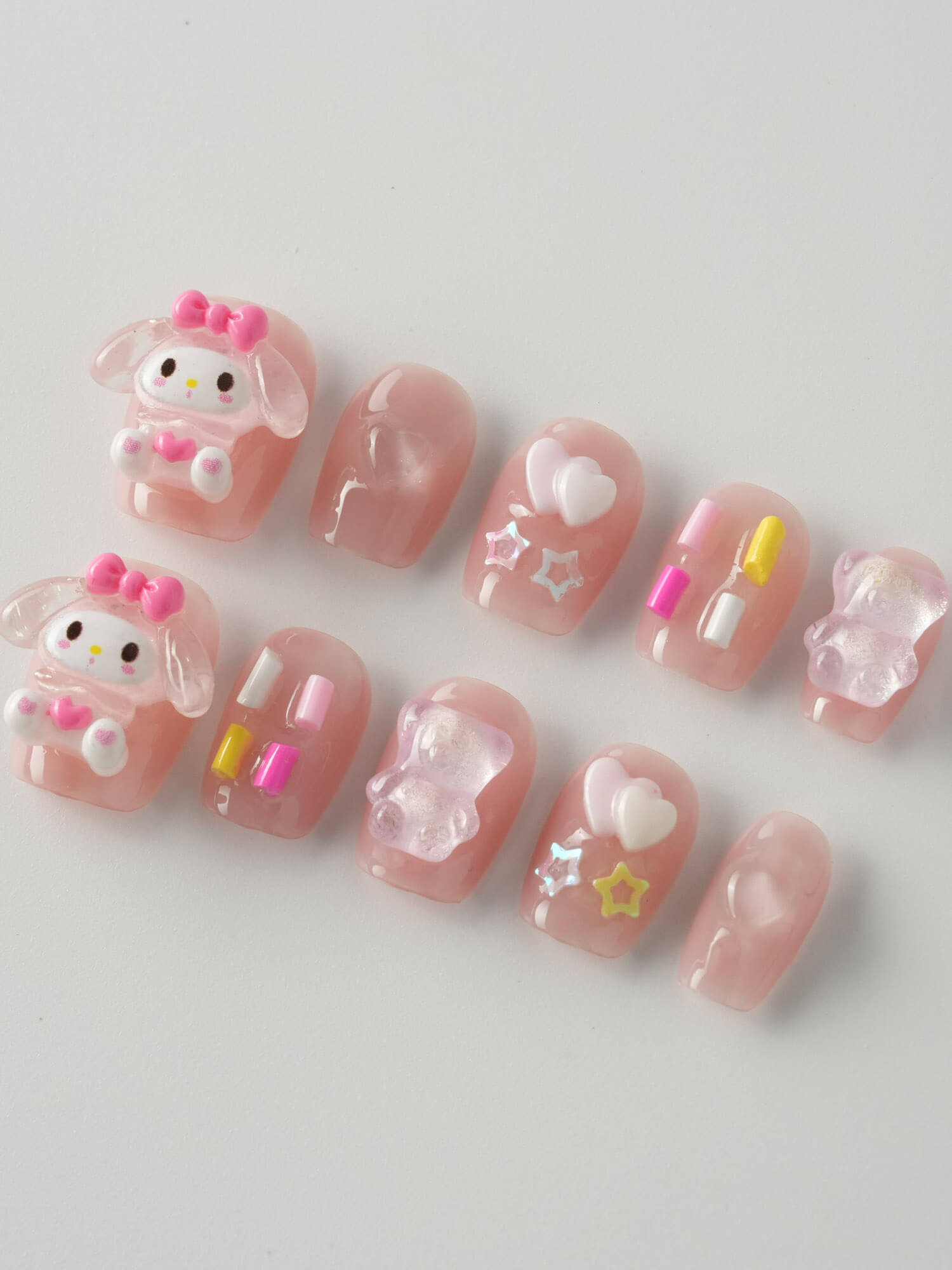 Pink Nails Candy Bear - Joyeenails - AN053 - XS / Extra Short Coffin