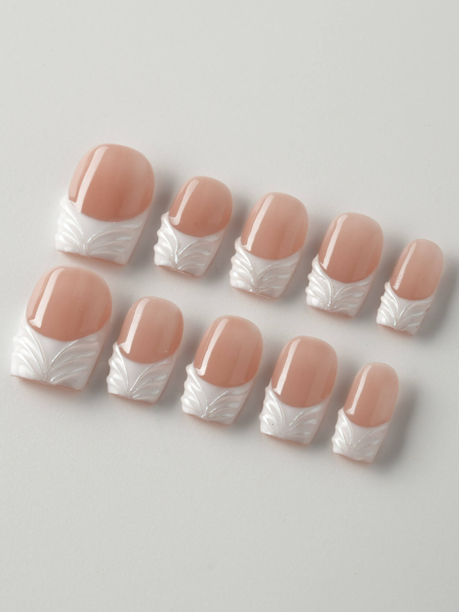 3D Classic | White French Tip | Press on Nails - Joyeenails - FT023 - XS / Extra Short Square