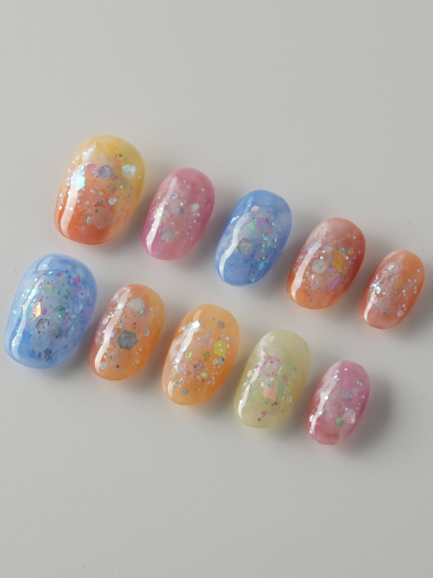 Colored Fantasy Pebbles - Joyeenails - CU034 - XS / Extra Short Oval