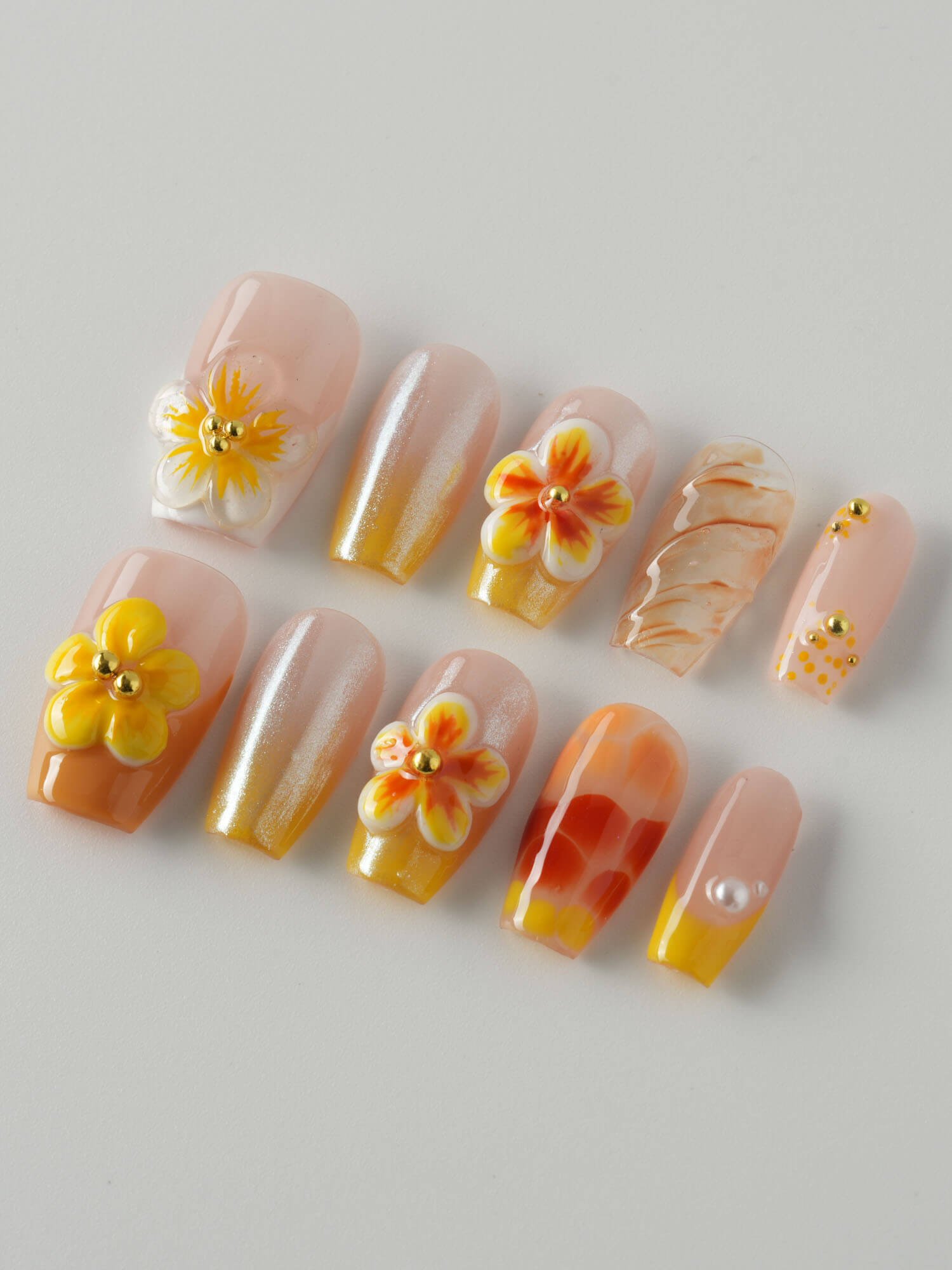 Caramel Bloom - Joyeenails - CU052 - XS / Short Coffin