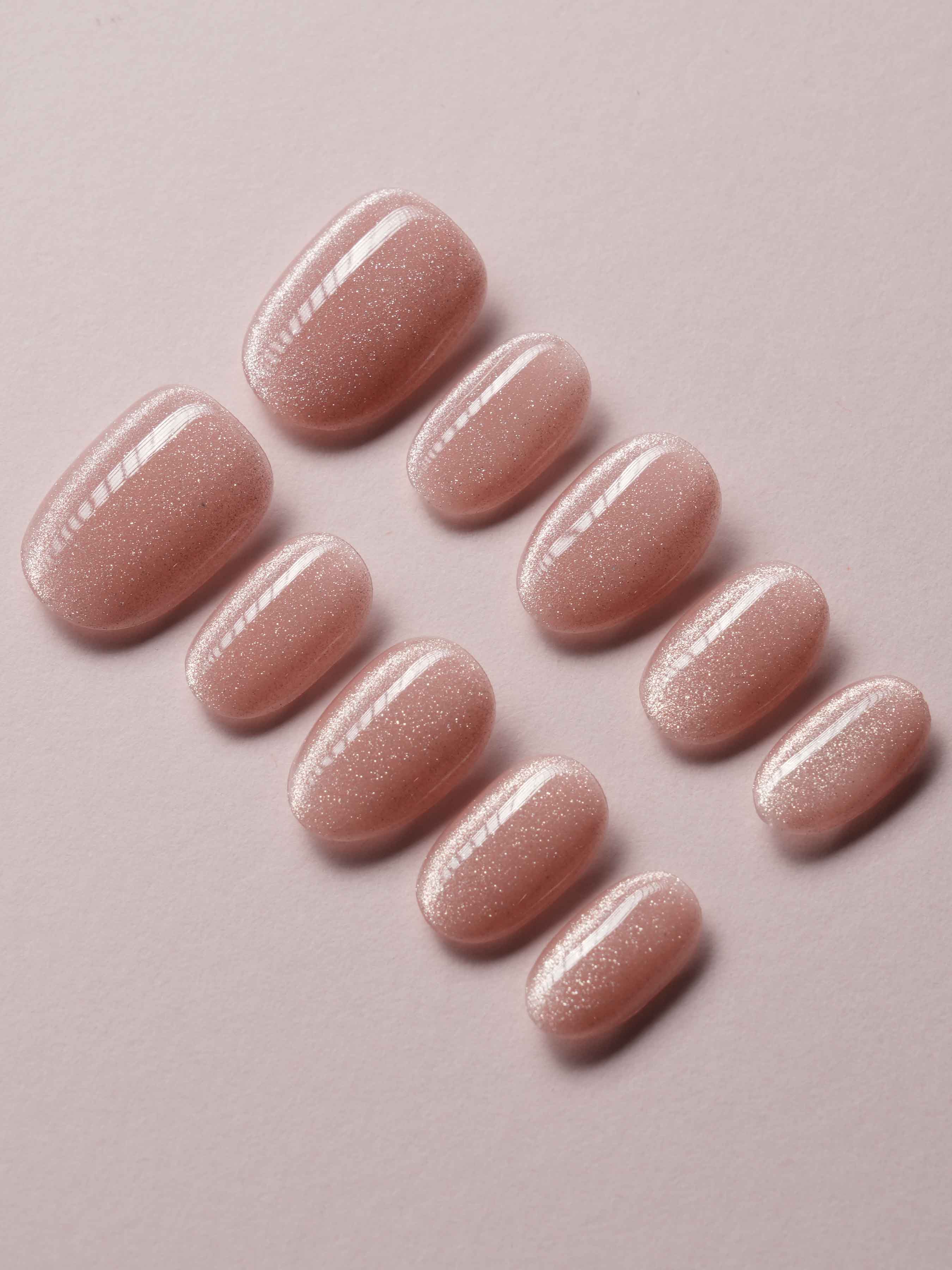 Nude Blush cat - eye - Joyeenails - CE001 - S / Extra Short Oval