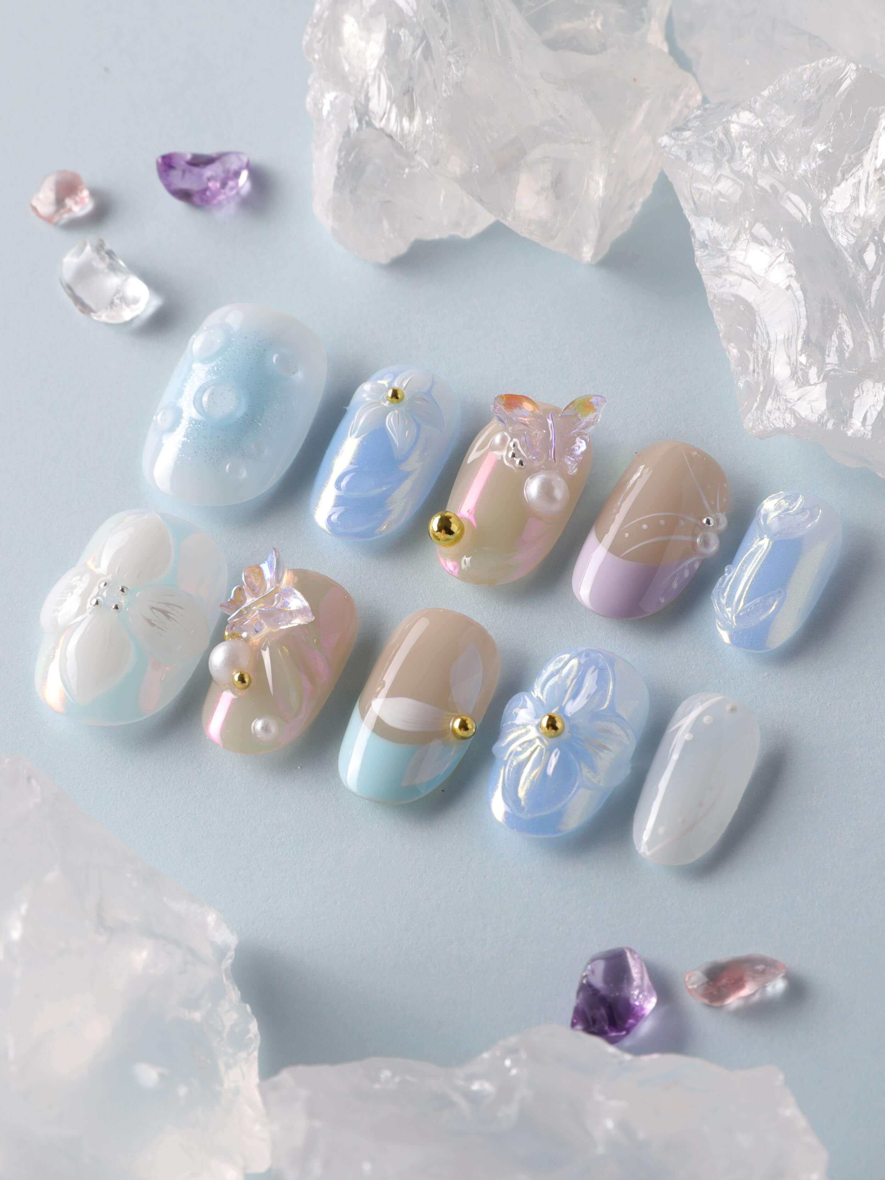 Aqua Petal - Joyeenails - LX032 - XS / Short Oval