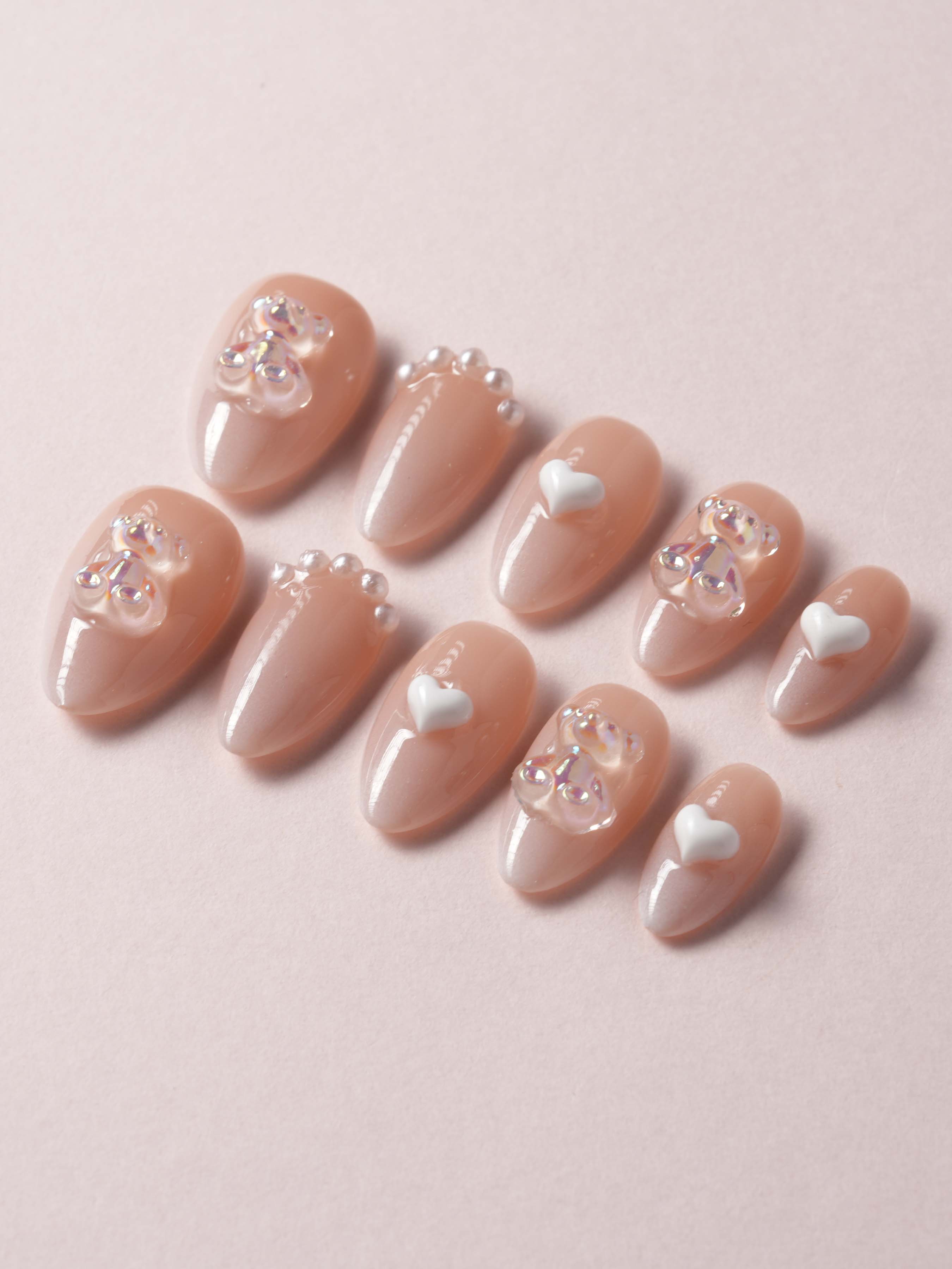 Cute Bear Hug - Joyeenails - CU029 - 1 - XS / Extra Short Almond