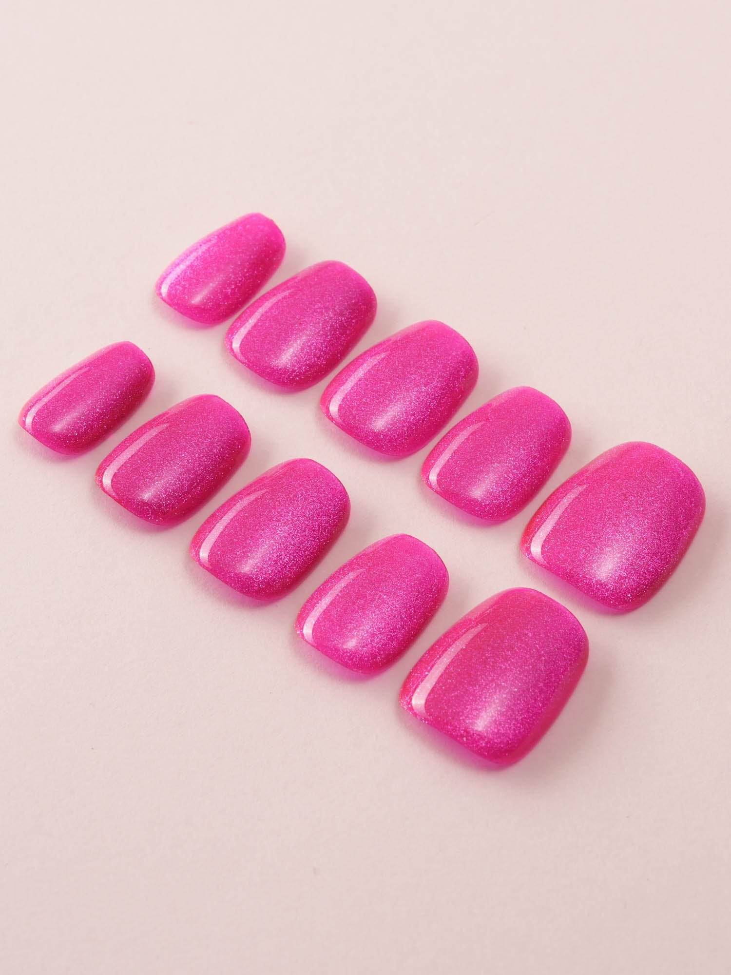 Pink and Red Cat - eye - Joyeenails - CE027 - XS / Extra Short Coffin