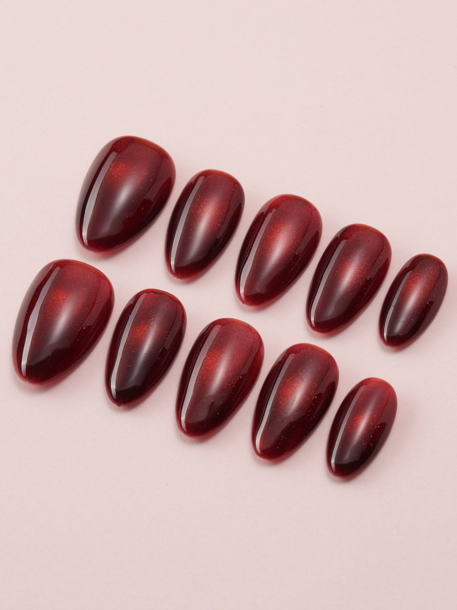 Deep Red Cat - eye - Joyeenails - CE031 - XS / Extra Short Almond