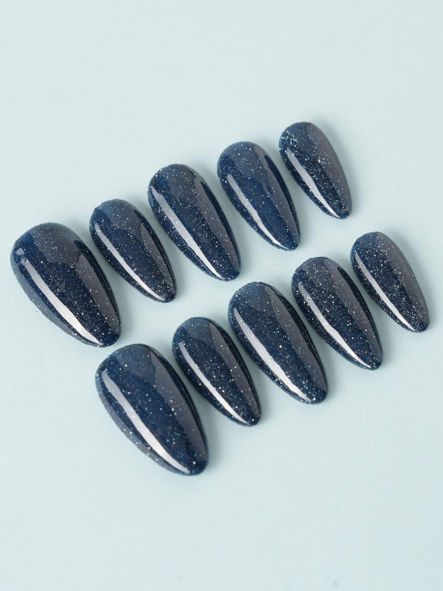 Soild Glitz Navy - Joyeenails - BA006 - XS / Medium Almond