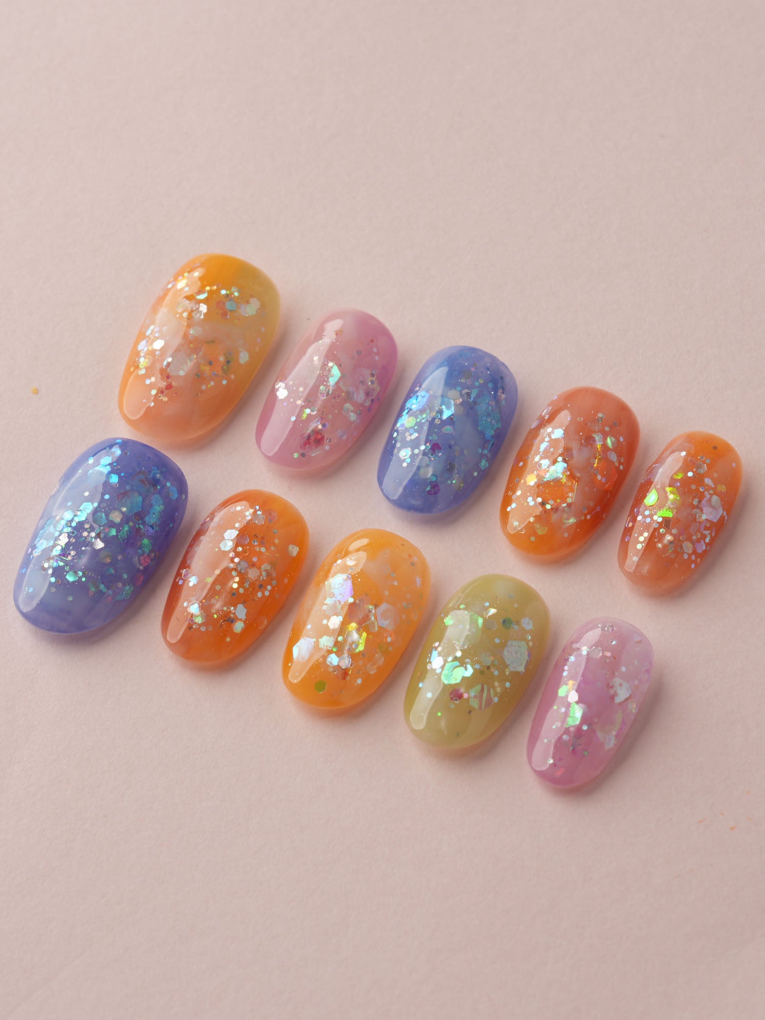 Colored Fantasy Pebbles - Joyeenails - CU034 - XS / Short Oval