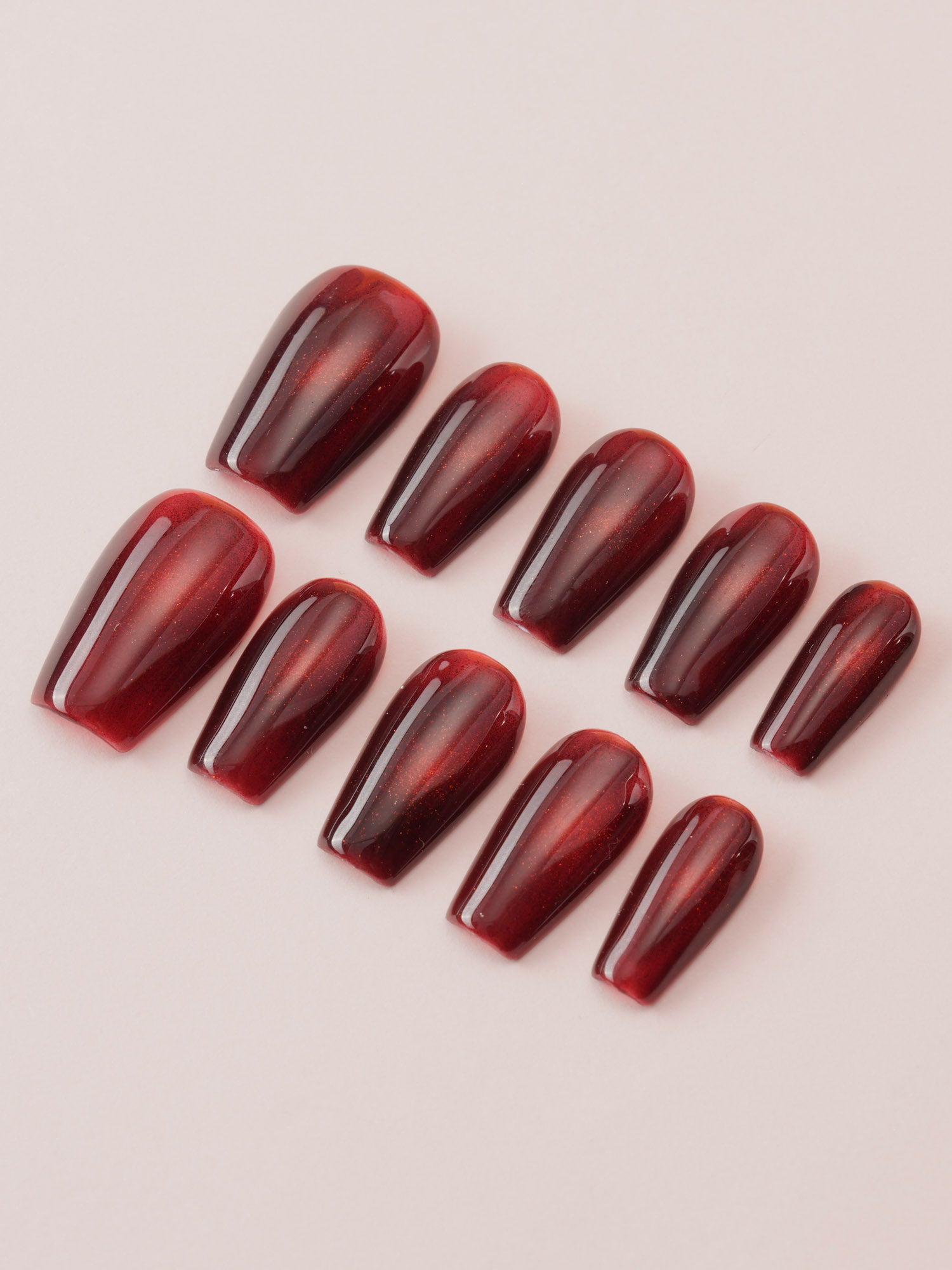 Deep Red Cat - eye - Joyeenails - CE031 - XS / Short Coffin