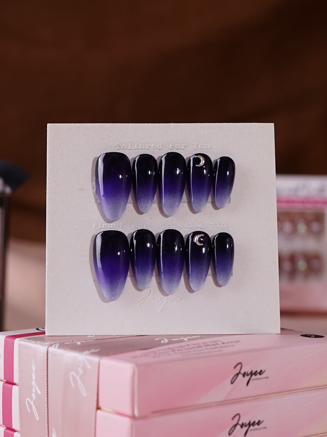 Dark Night Medium Almond Press On Nail Set | Ready to ship