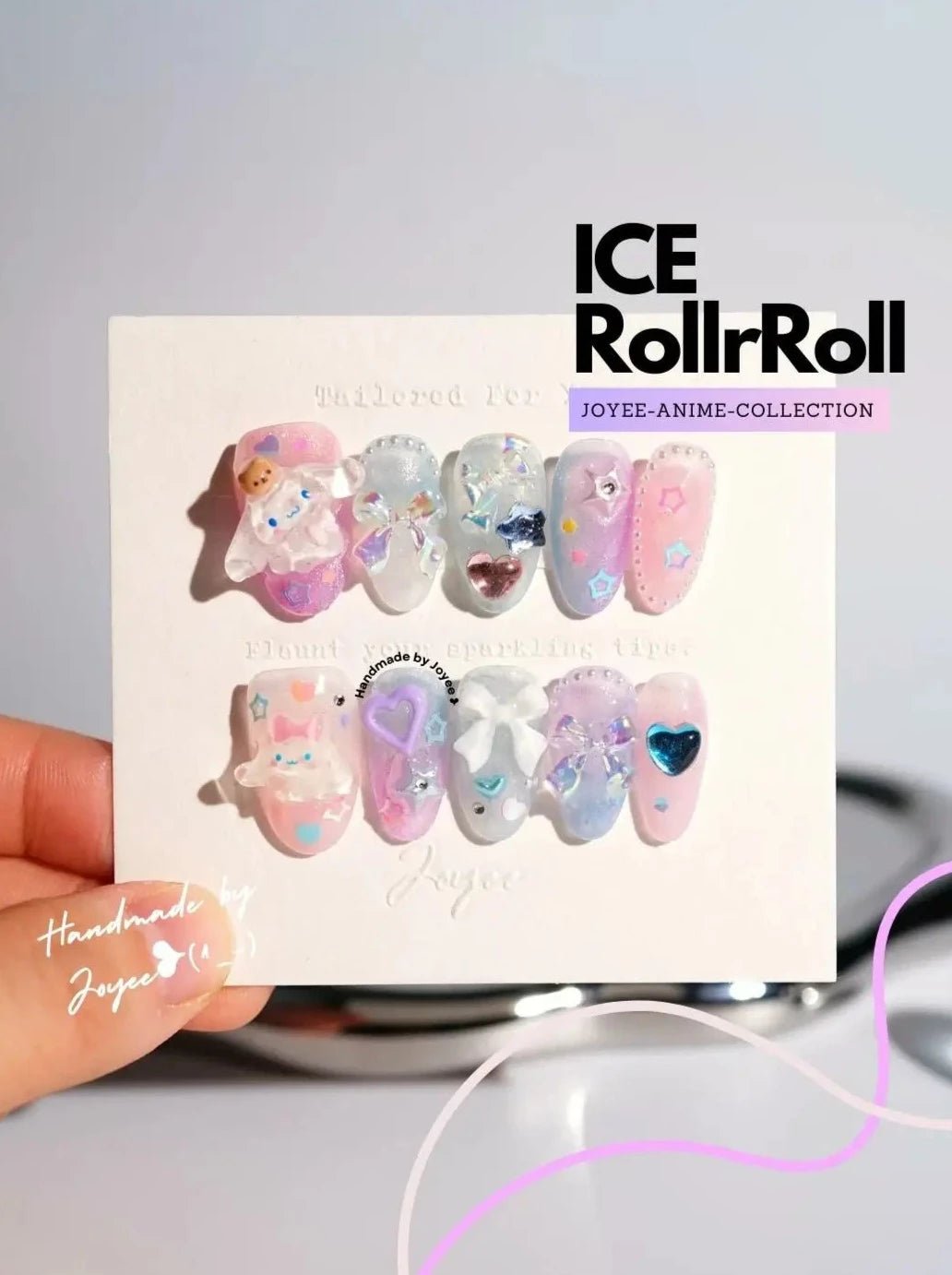 Joyee Ice RollrRoll Med Oval Press - on nails | Ready to ship - Joyeenails - AN048 - Ready - XS / Medium Oval