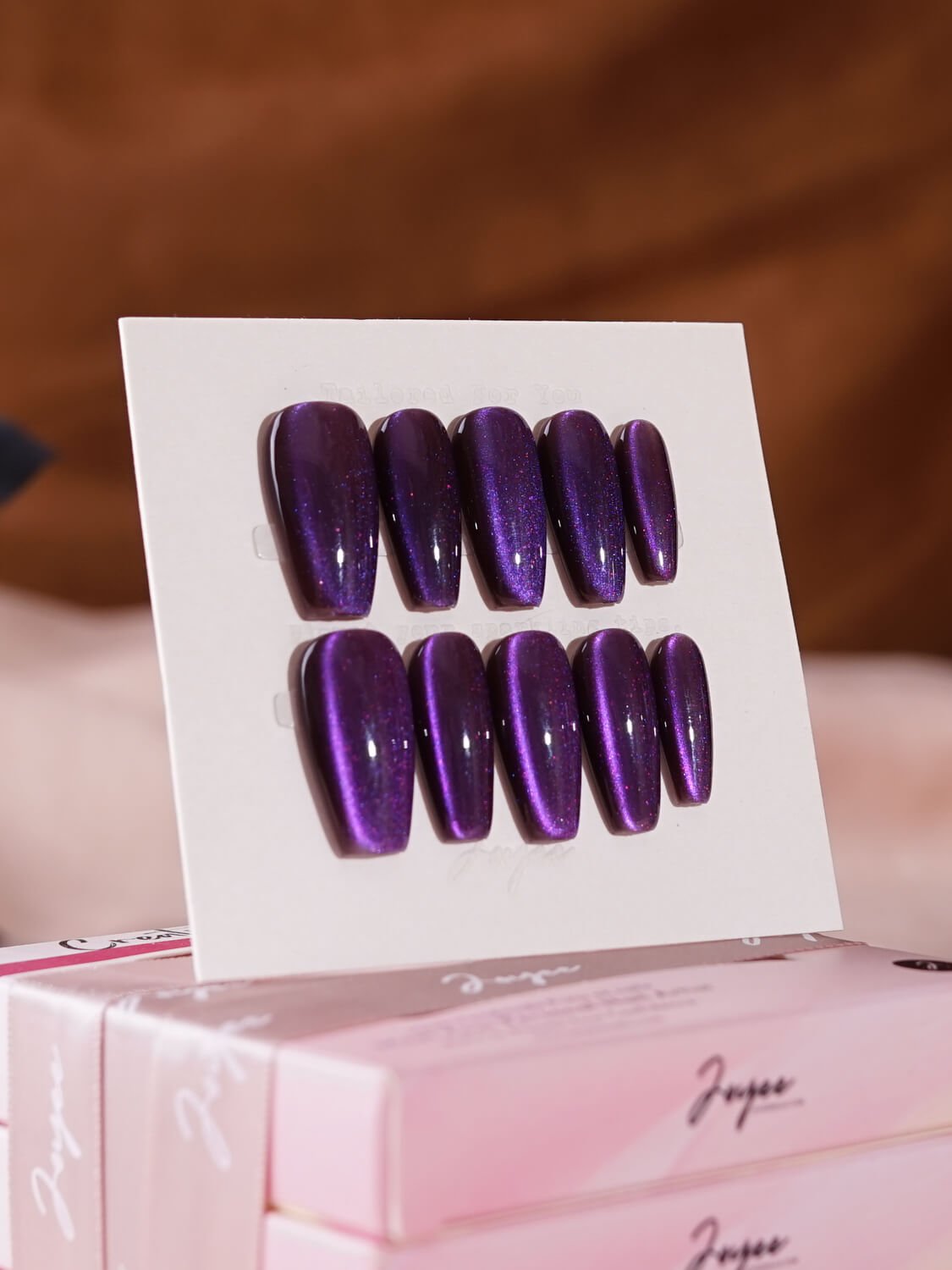 Grape Color Cat - eye - Joyeenails - CE022 - XS / Medium Coffin