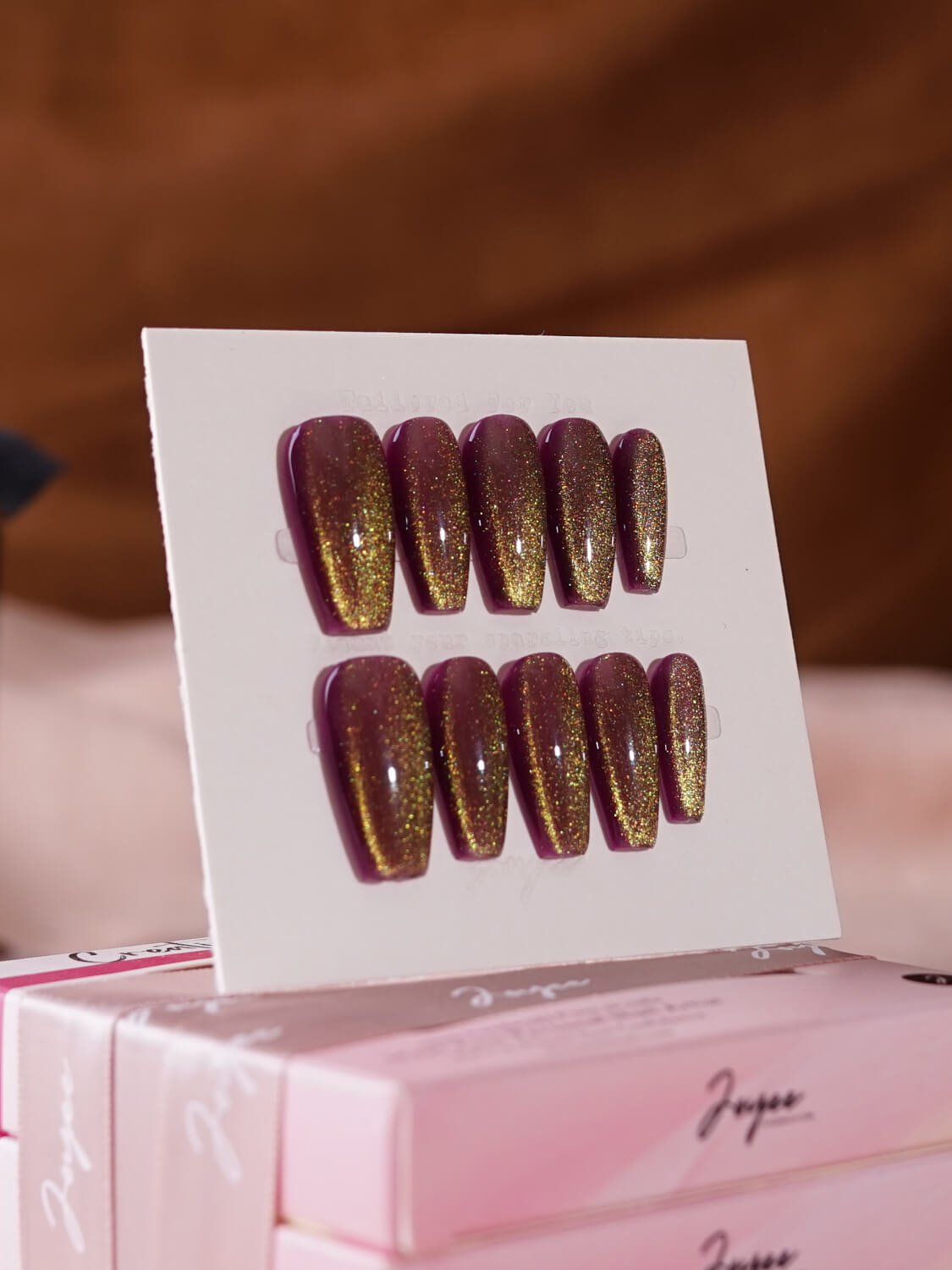 Brown-Cat-eye-nails-GlowGrape-medium-coffin-Nails