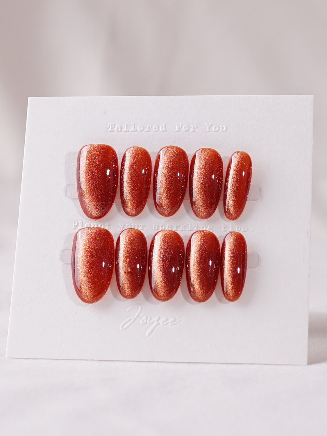 Brownish Red Cat - eye - Joyeenails - CE038 - XS / Medium Oval