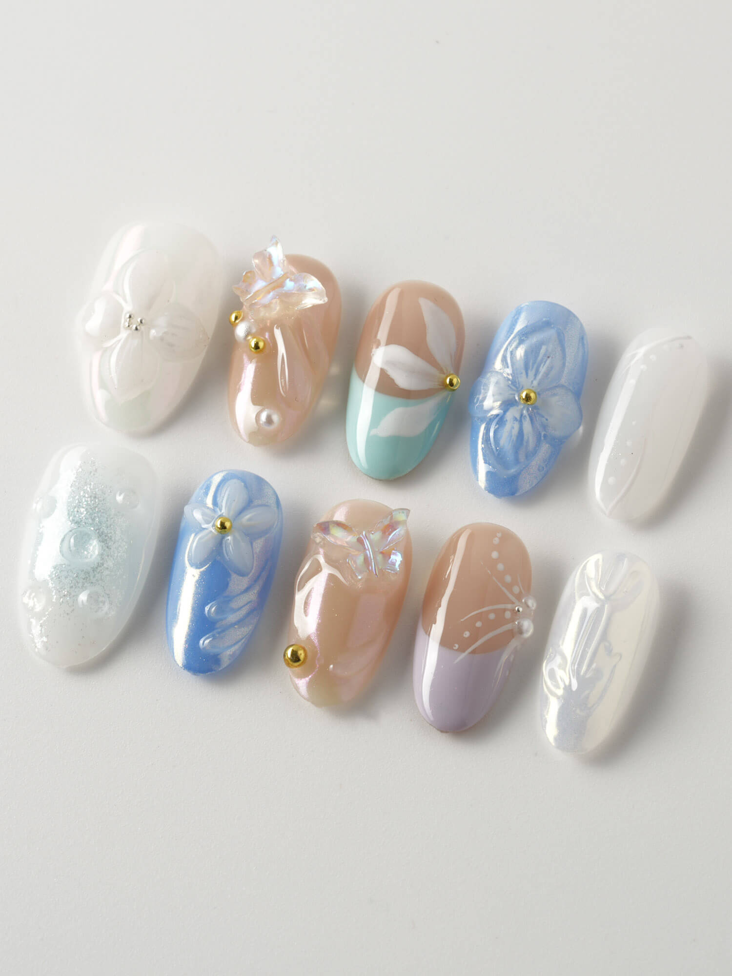 Aqua Petal - Joyeenails - LX032 - XS / Medium Oval