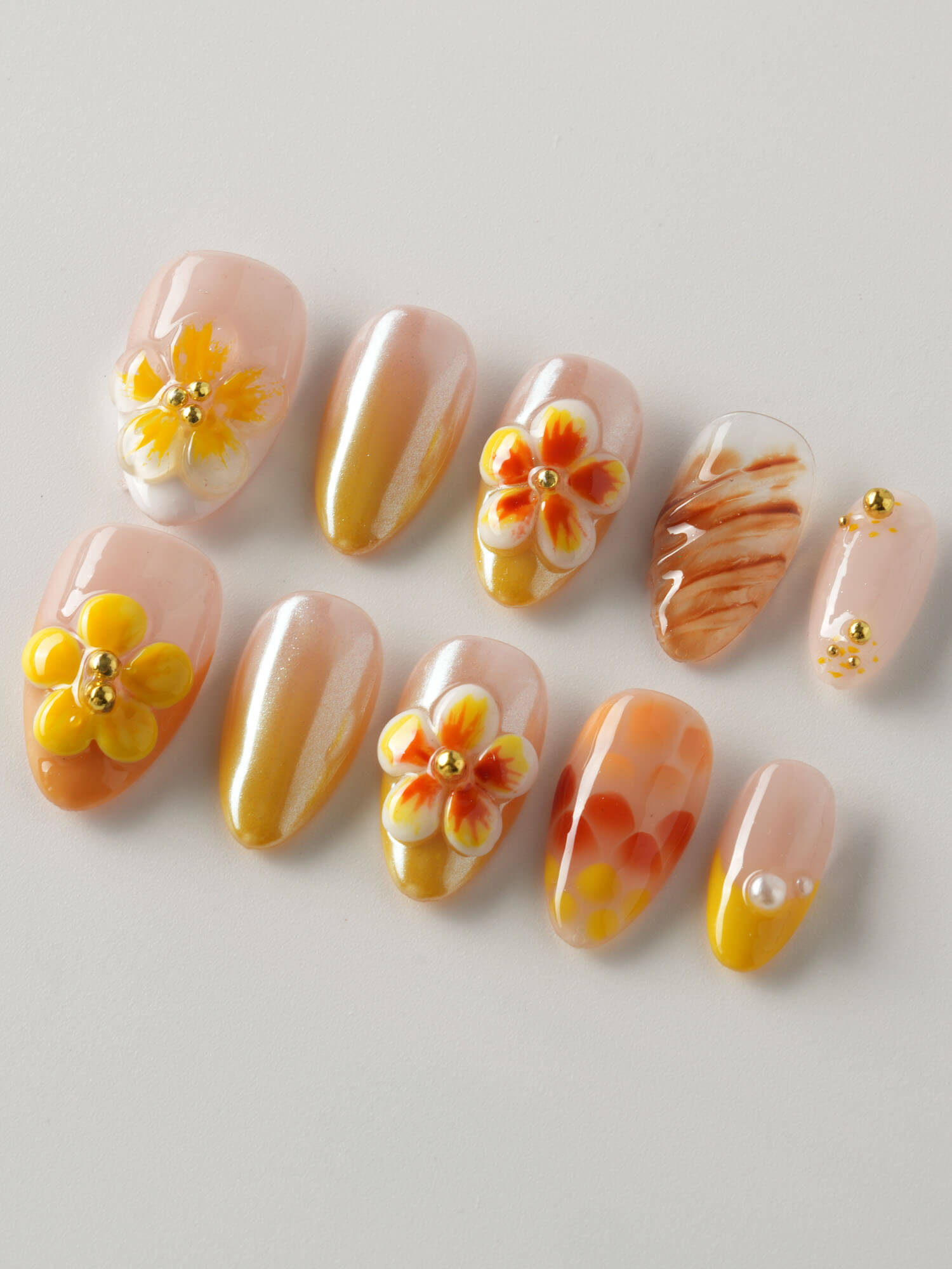 Caramel Bloom - Joyeenails - CU052 - XS / Extra Short Almond