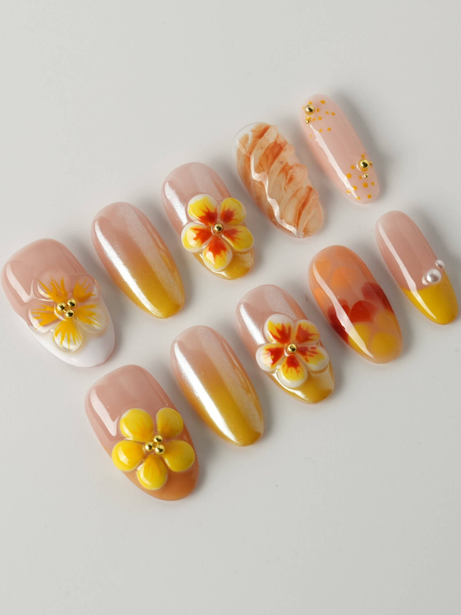 Caramel Bloom - Joyeenails - CU052 - XS / Medium Oval