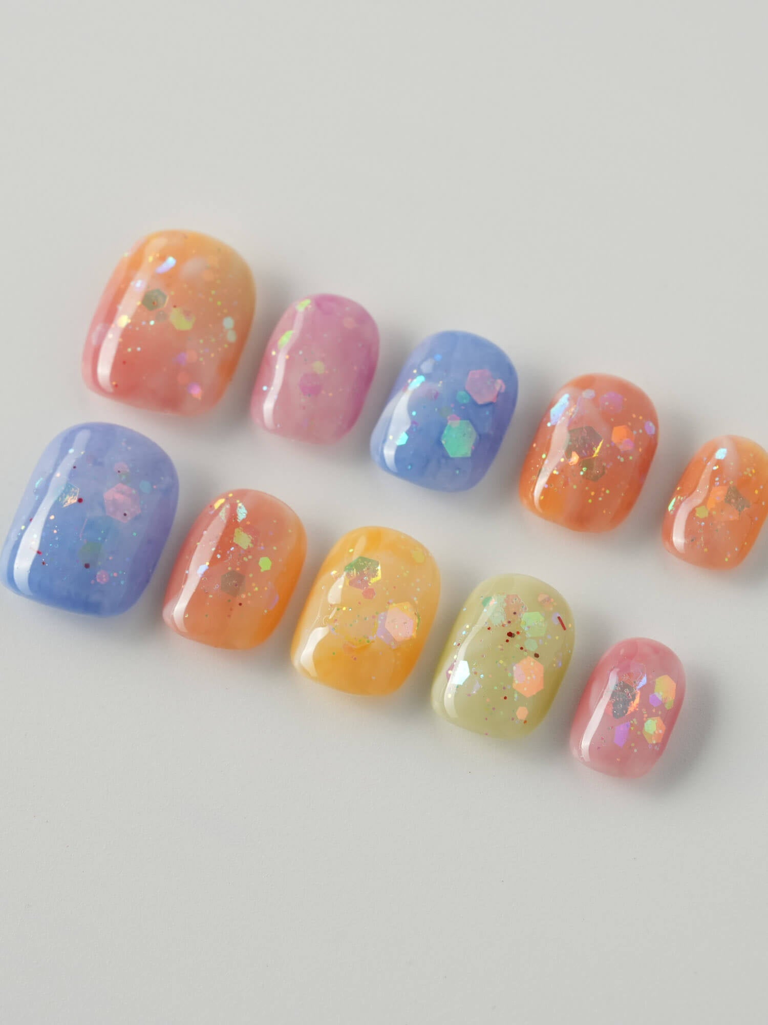 Colored Fantasy Pebbles - Joyeenails - CU034 - XS / Extra Short Squoval