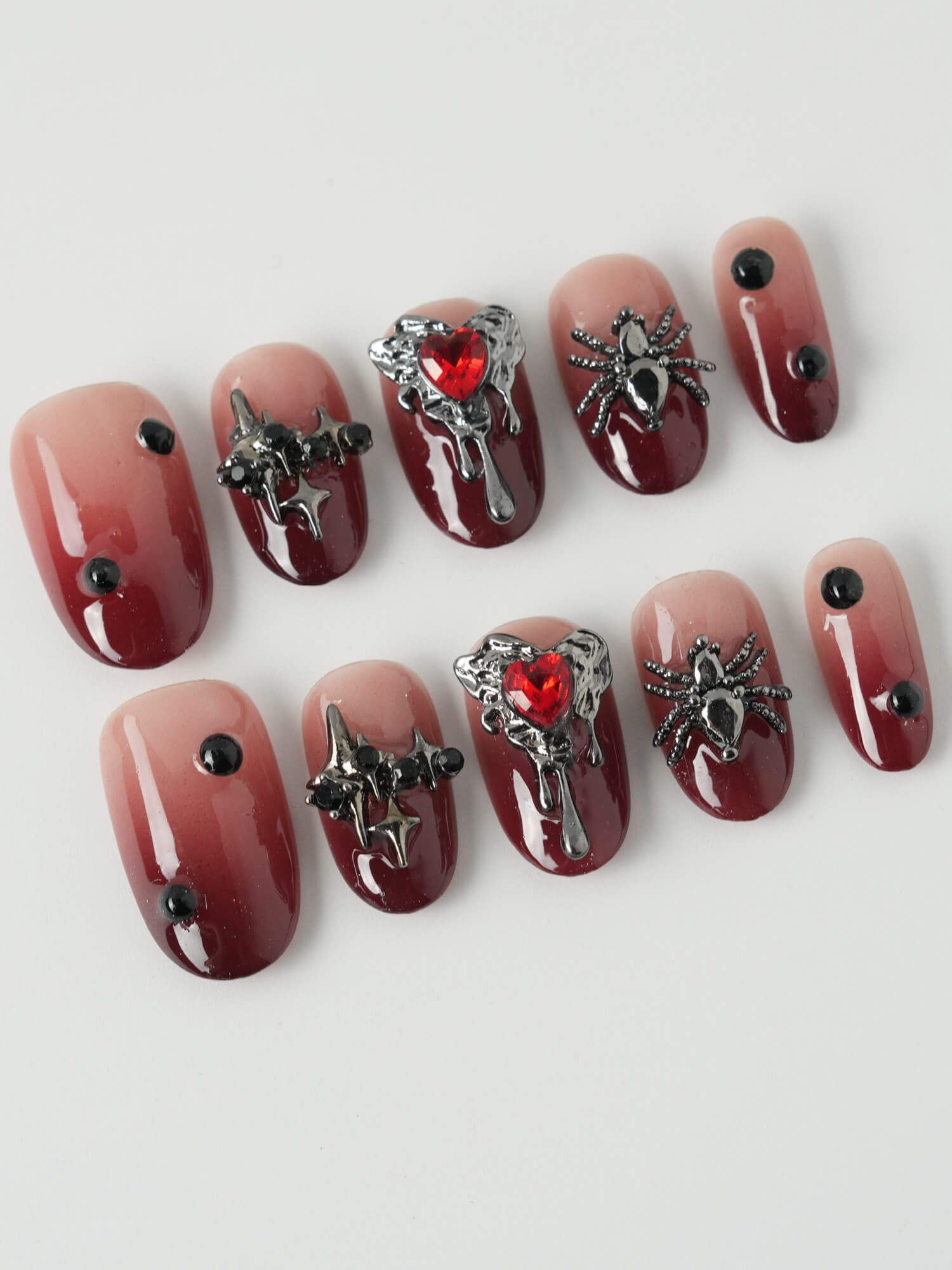 Crimson Veil - Joyeenails - HW024 - XS / Short Oval