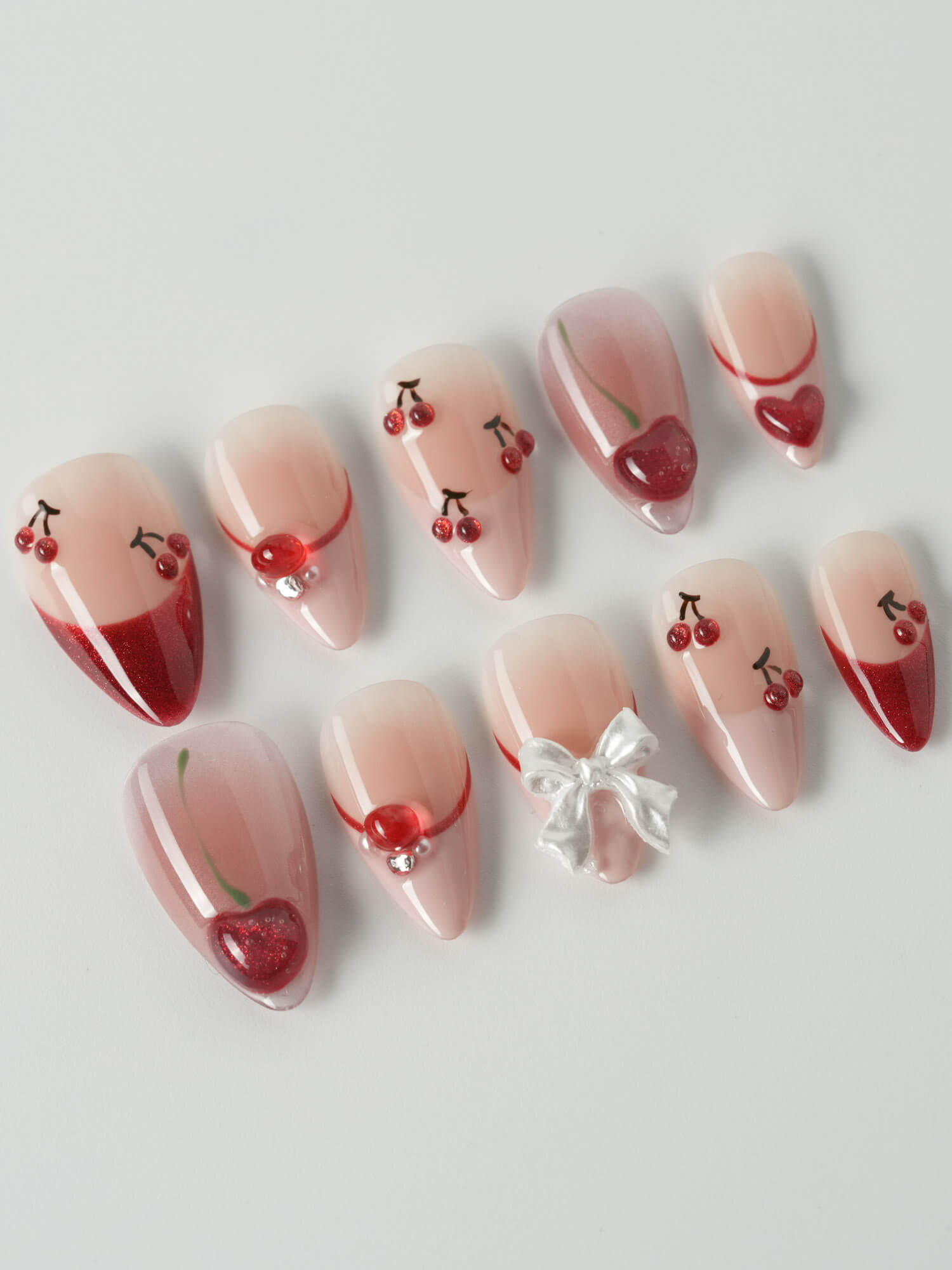 Crystal Cherry - Joyeenails - XM029 - XS / Short Stiletto