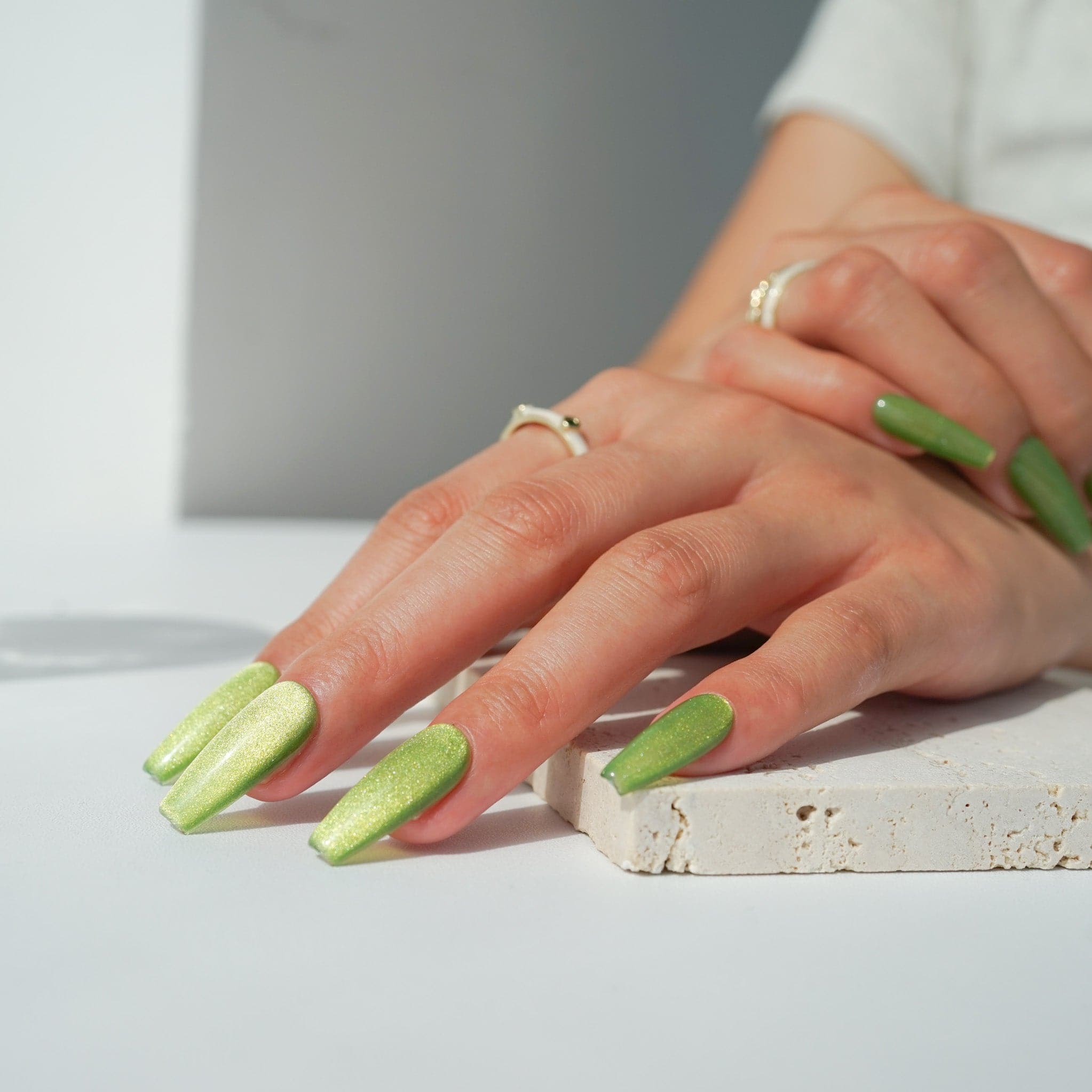 Green rich girl press on nails (made hot and ready to ship)