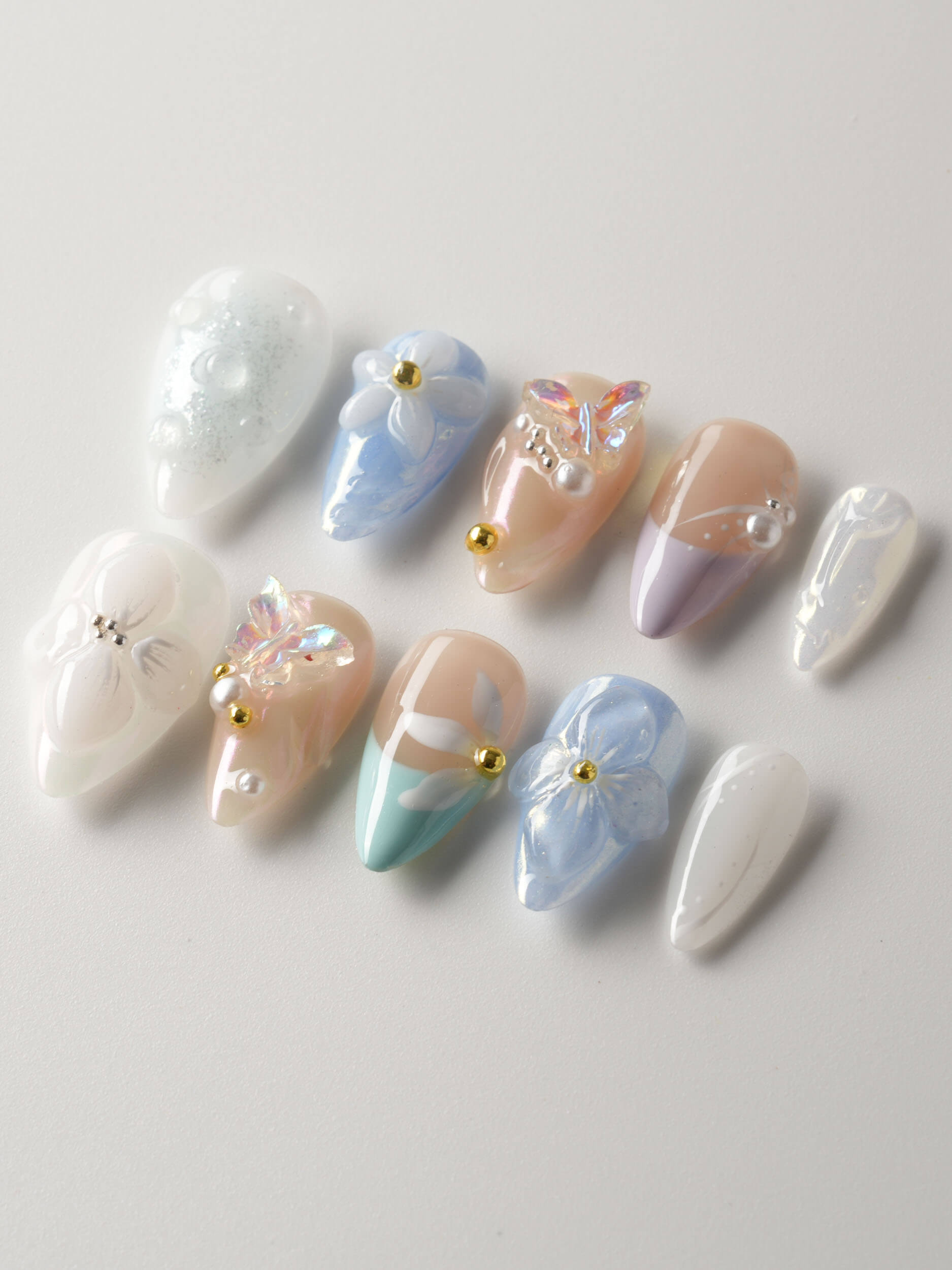 Aqua Petal - Joyeenails - LX032 - XS / Short Stiletto