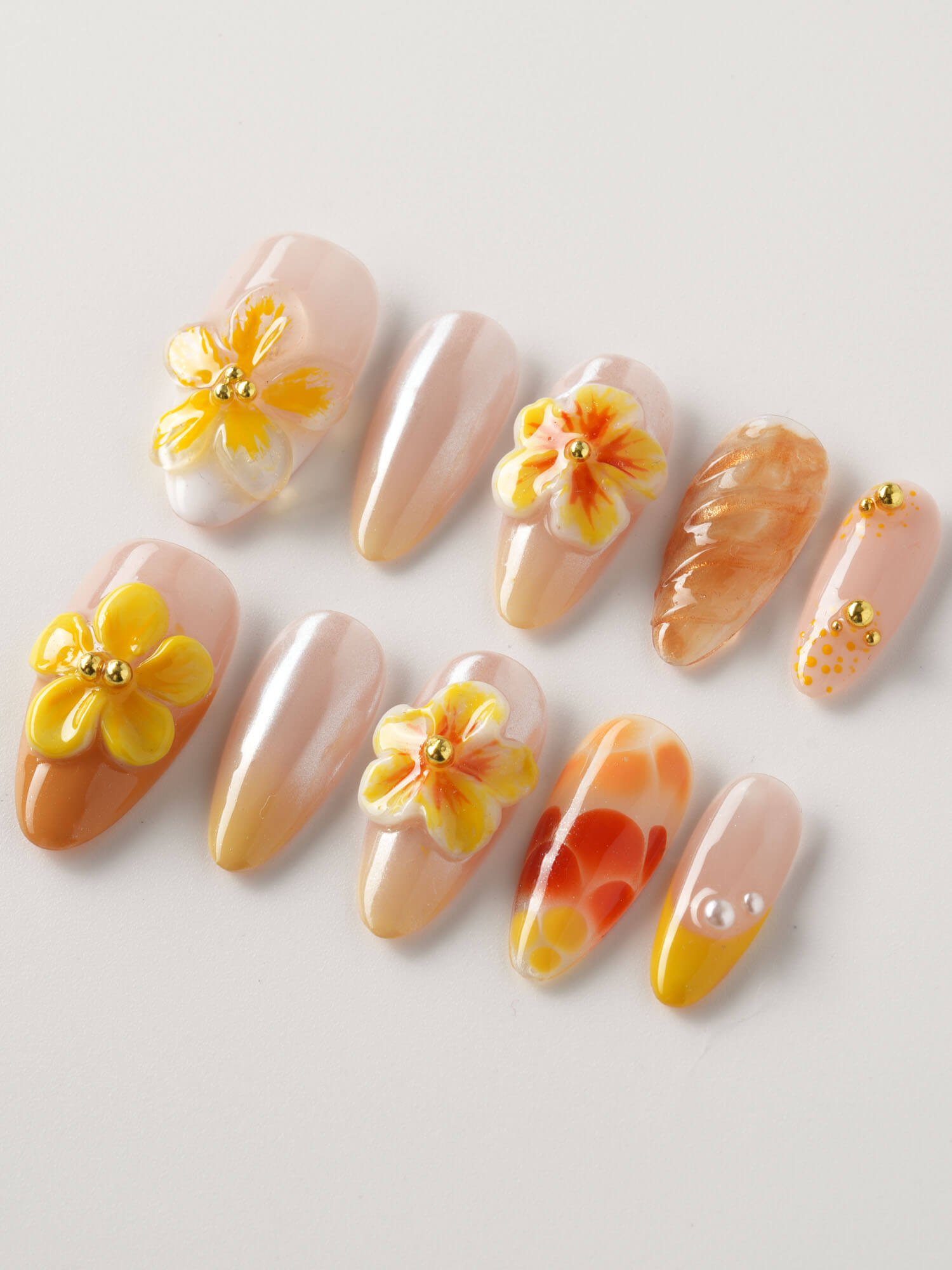 Caramel Bloom - Joyeenails - CU052 - S / Medium Almond