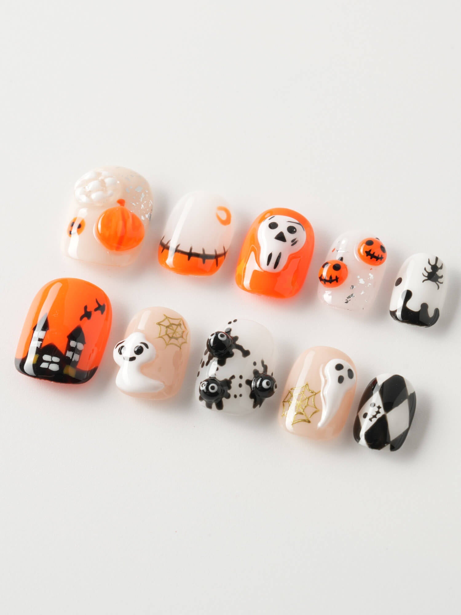 Cute Ghost Nana - Joyeenails - HW011 - XS / Extra Short Squoval