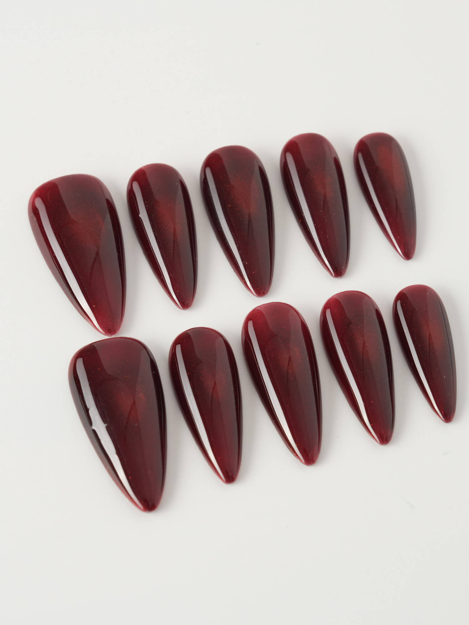 Deep Red Cat - eye - Joyeenails - CE031 - XS / Medium Stiletto