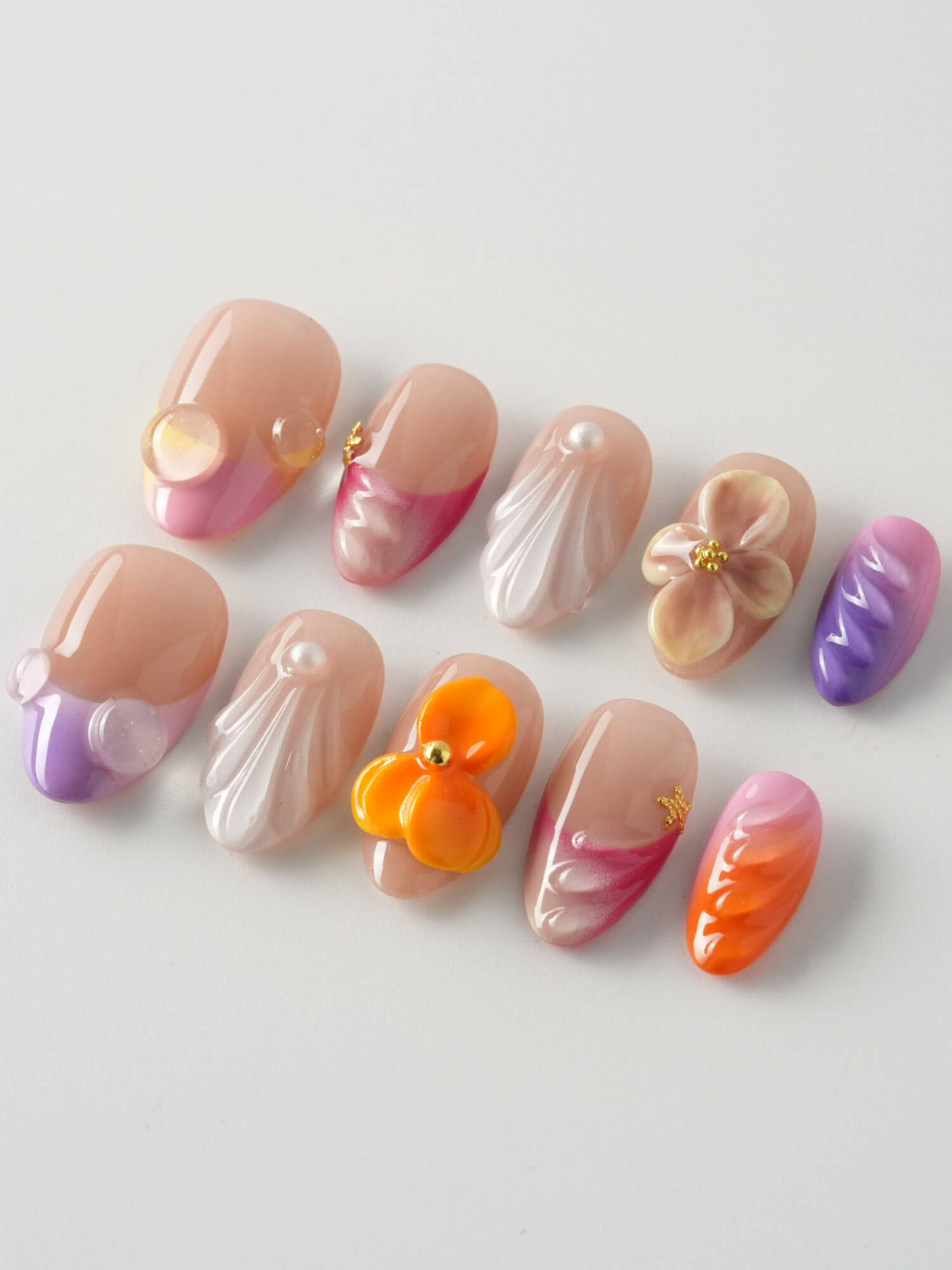 Floral Core - Joyeenails - CU051 - XS / Extra Short Almond