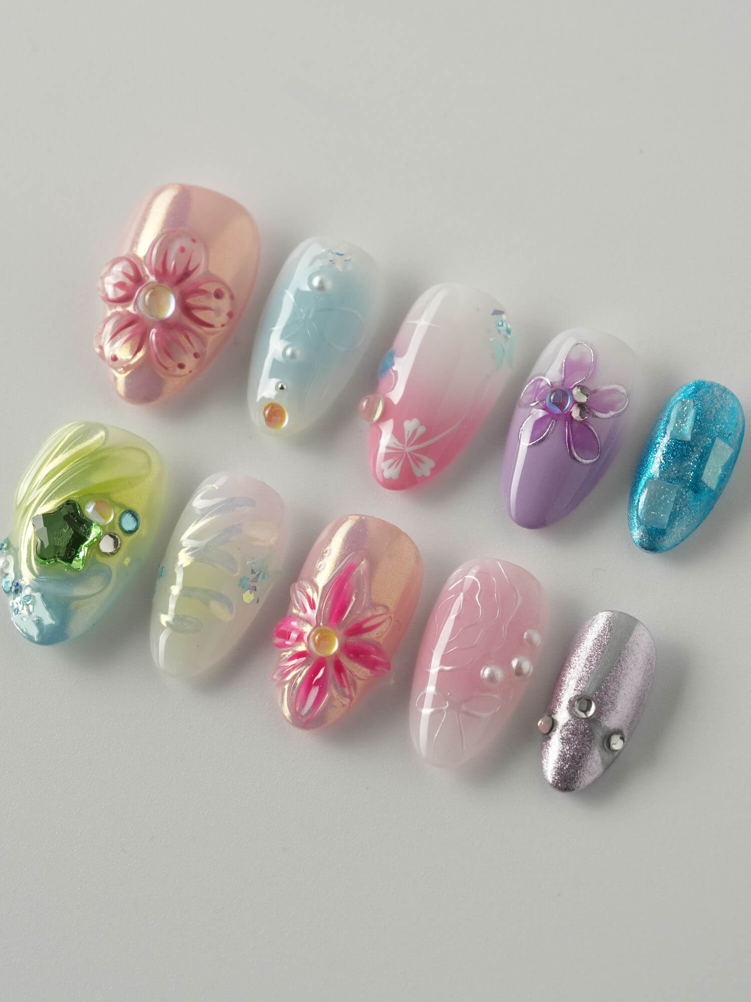 Gem Blossom - Joyeenails - CU049 - XS / Extra Short Almond