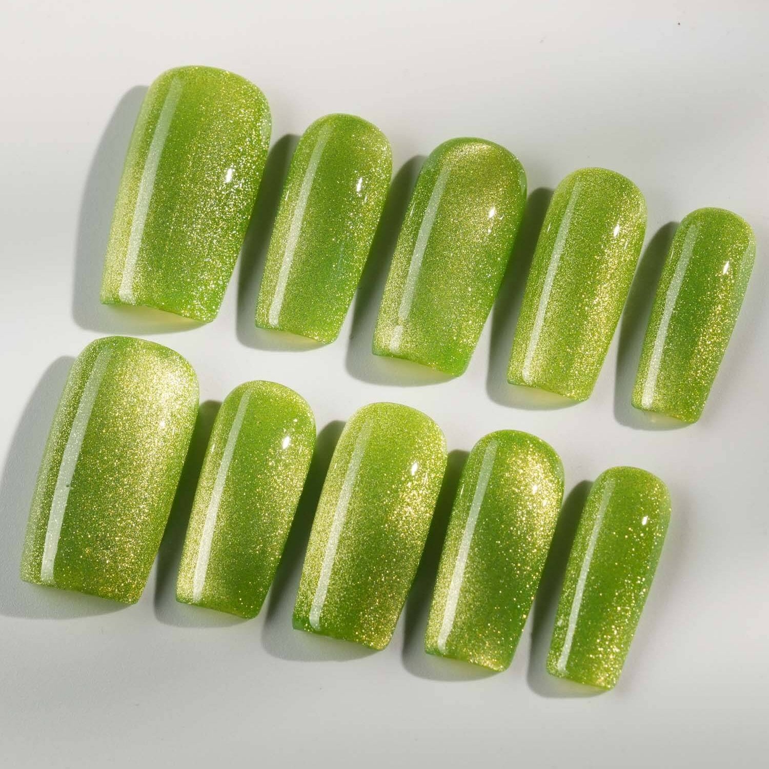 Green Acrylic Cat - eye - Joyeenails - CE019 - XS / Medium Square