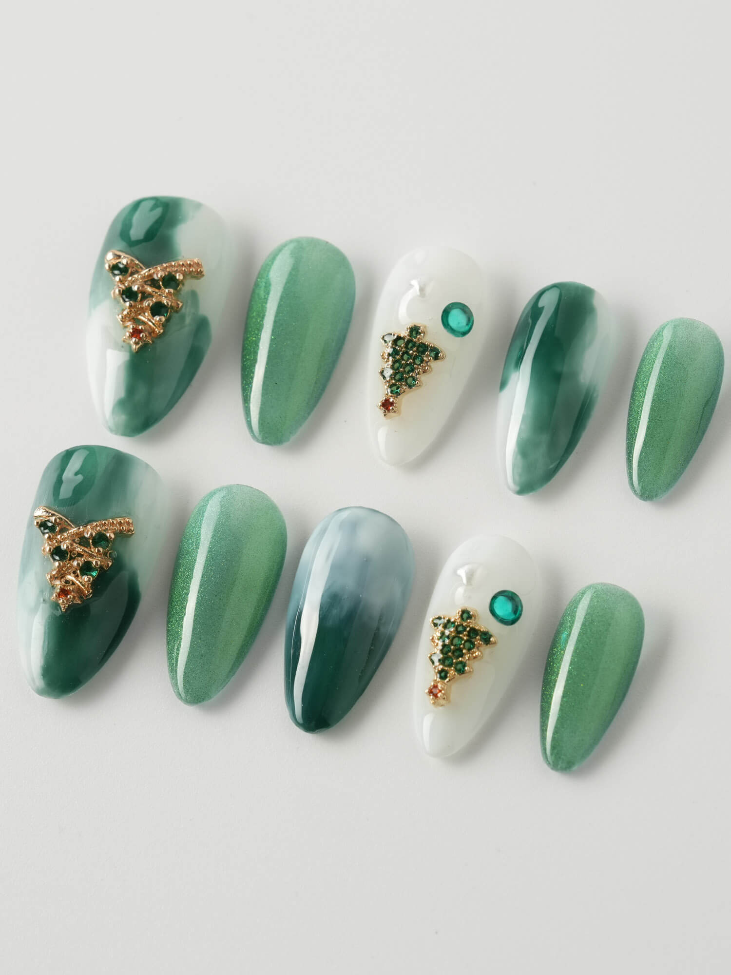 Green Christmas Nails Mystic Fir - Joyeenails - XM003 - XS / Short Almond