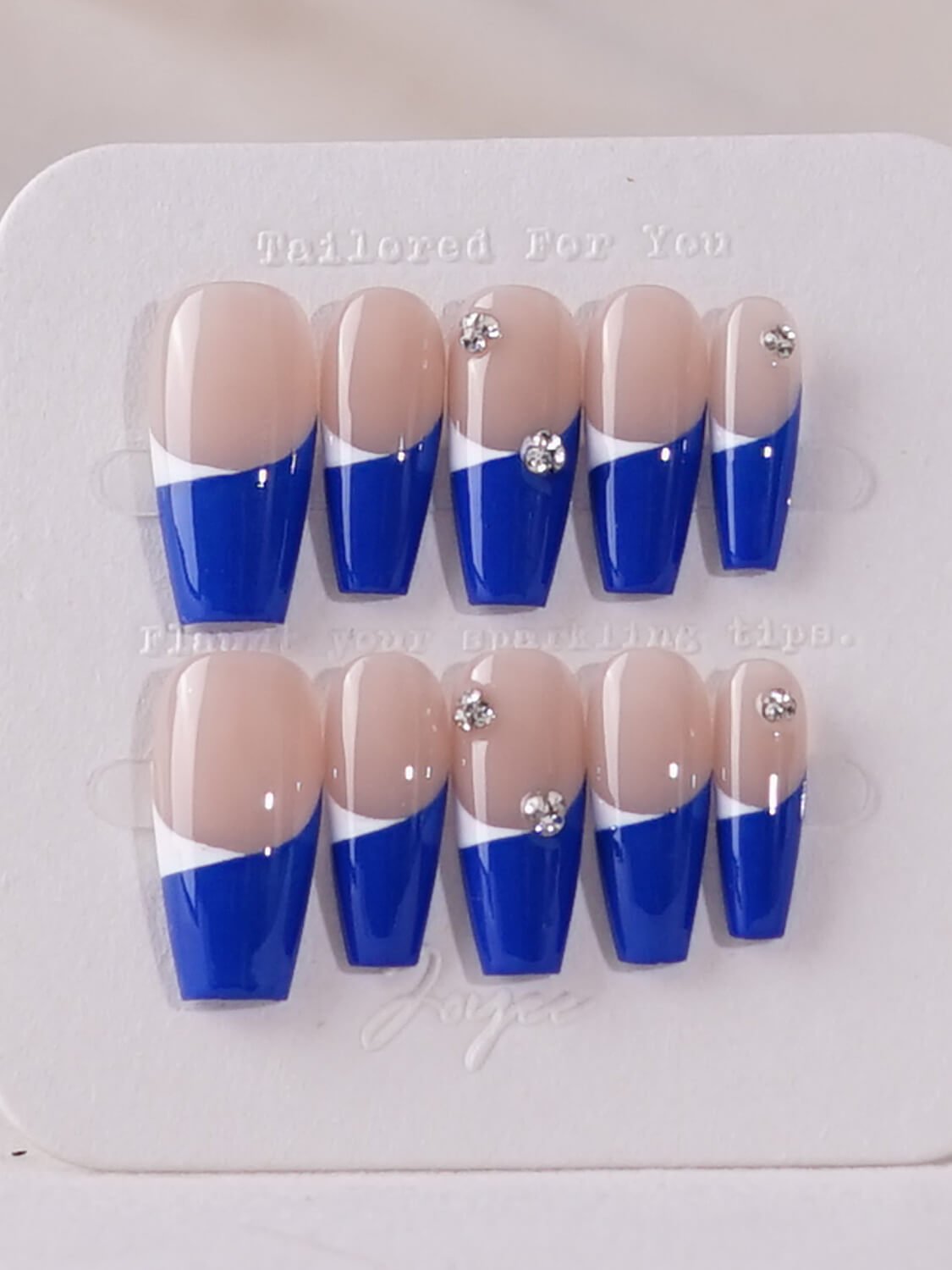 Duo Blue French tips - Joyeenails - FT014 - XS / Medium Coffin