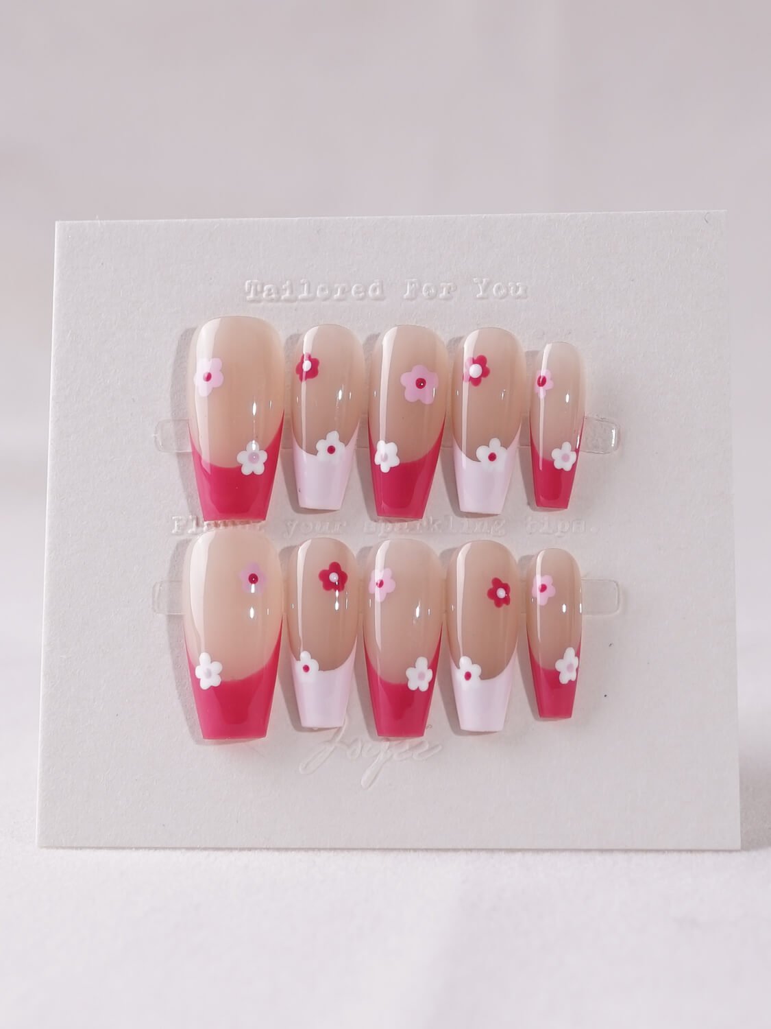 Spring Nails Red Flower - Joyeenails - SA040 - XS / Medium Coffin