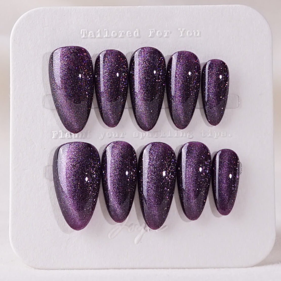 Mauve Nail Color Cat - eye - Joyeenails - CE018 - XS / Medium Almond